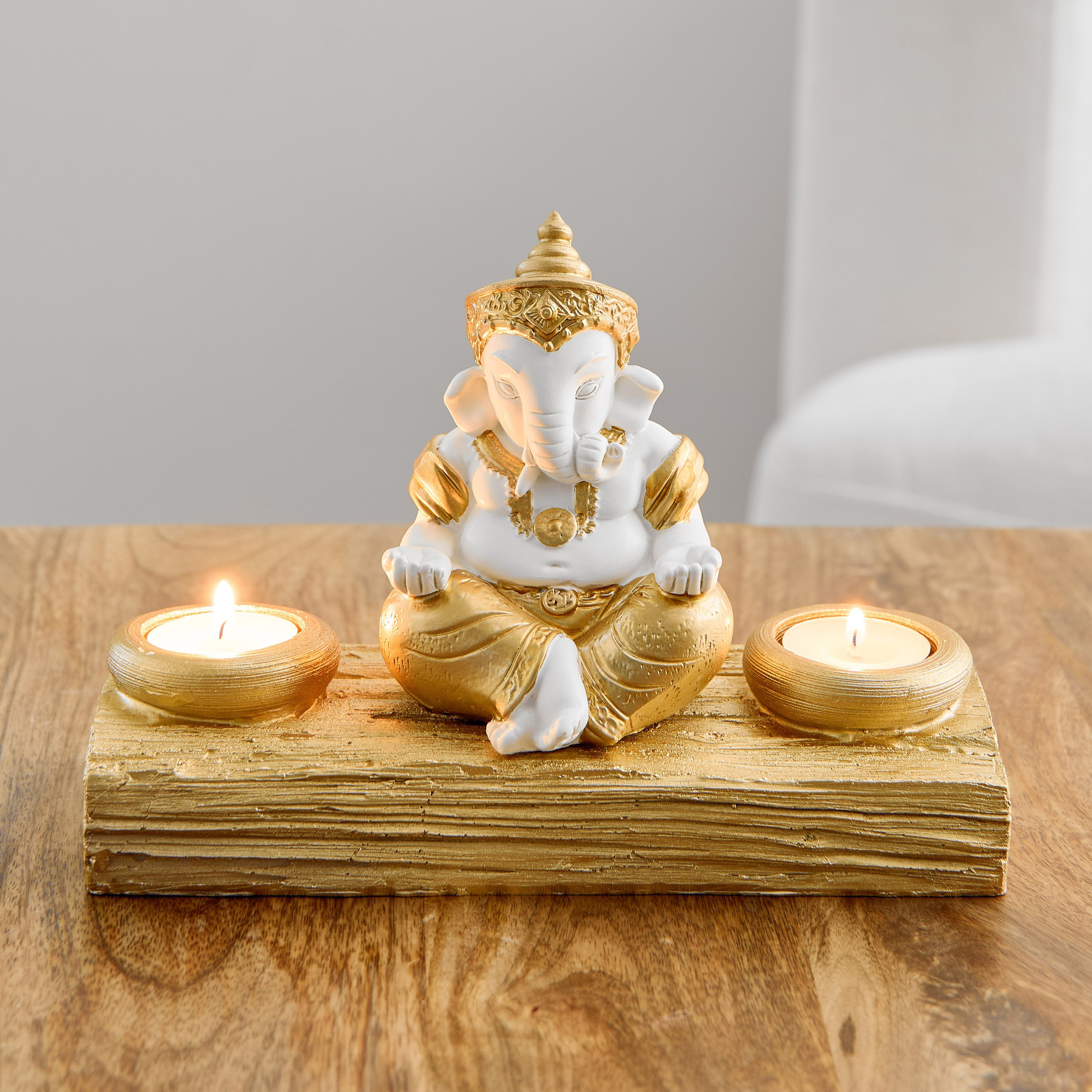 Delyn Polyresin Ganesha Candleholder - 21.5x9.5x14 cm-hbxlivingroom-decorandaccessories-candleholders-image-1