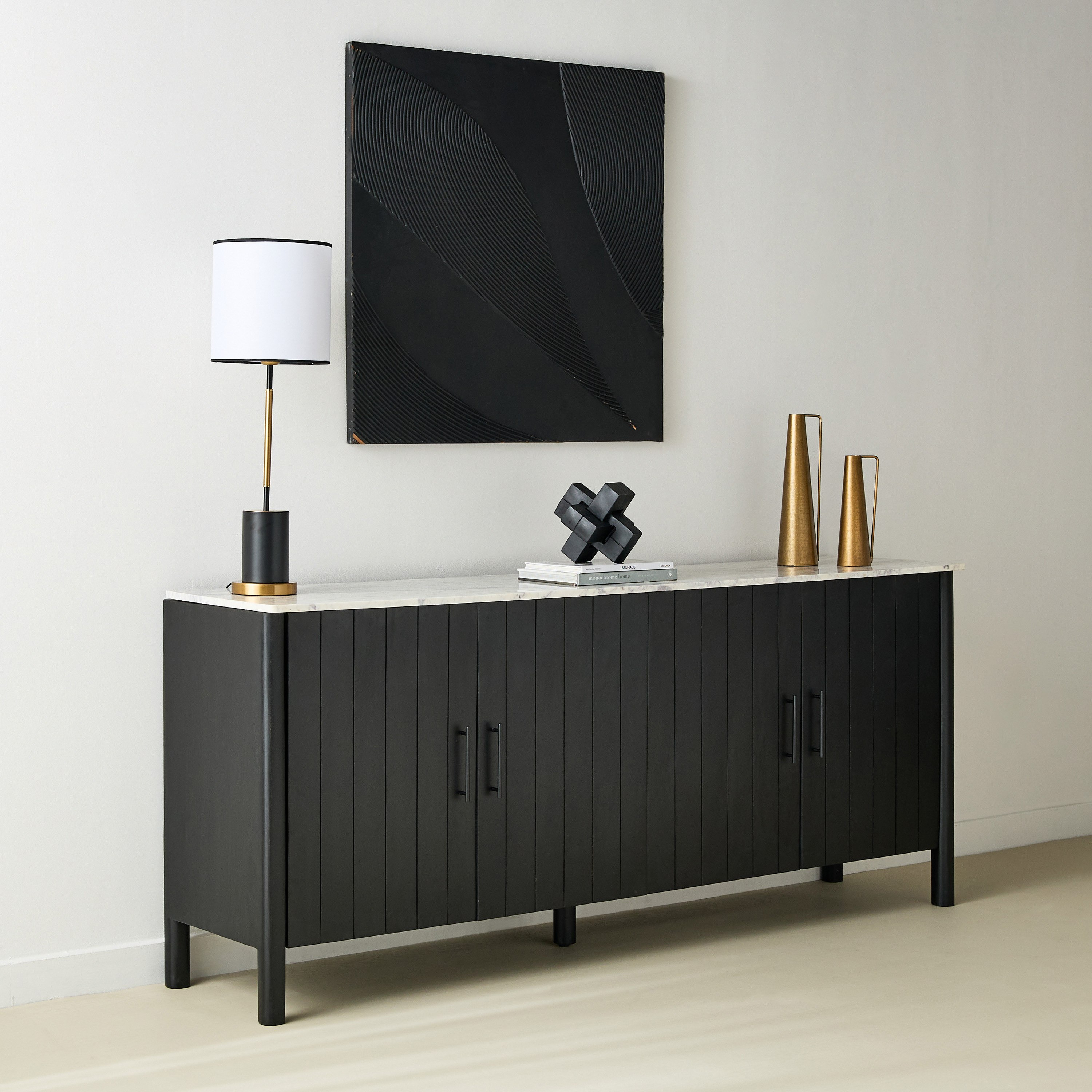 خزانة جانبية كبيرة 2 متر 4 أبواب بسطح من الرخام الأصلي - فابيو من فيندرا-hbxfurniture-diningroom-buffetsandsideboards-image-1