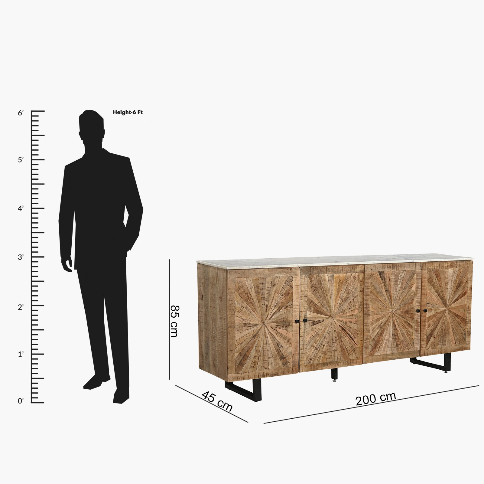 خزانة جانبية كبيرة 2 متر 4 أبواب بسطح من الرخام الأصلي - فلوريا من فيندرا-hbxfurniture-diningroom-buffetsandsideboards-image-10