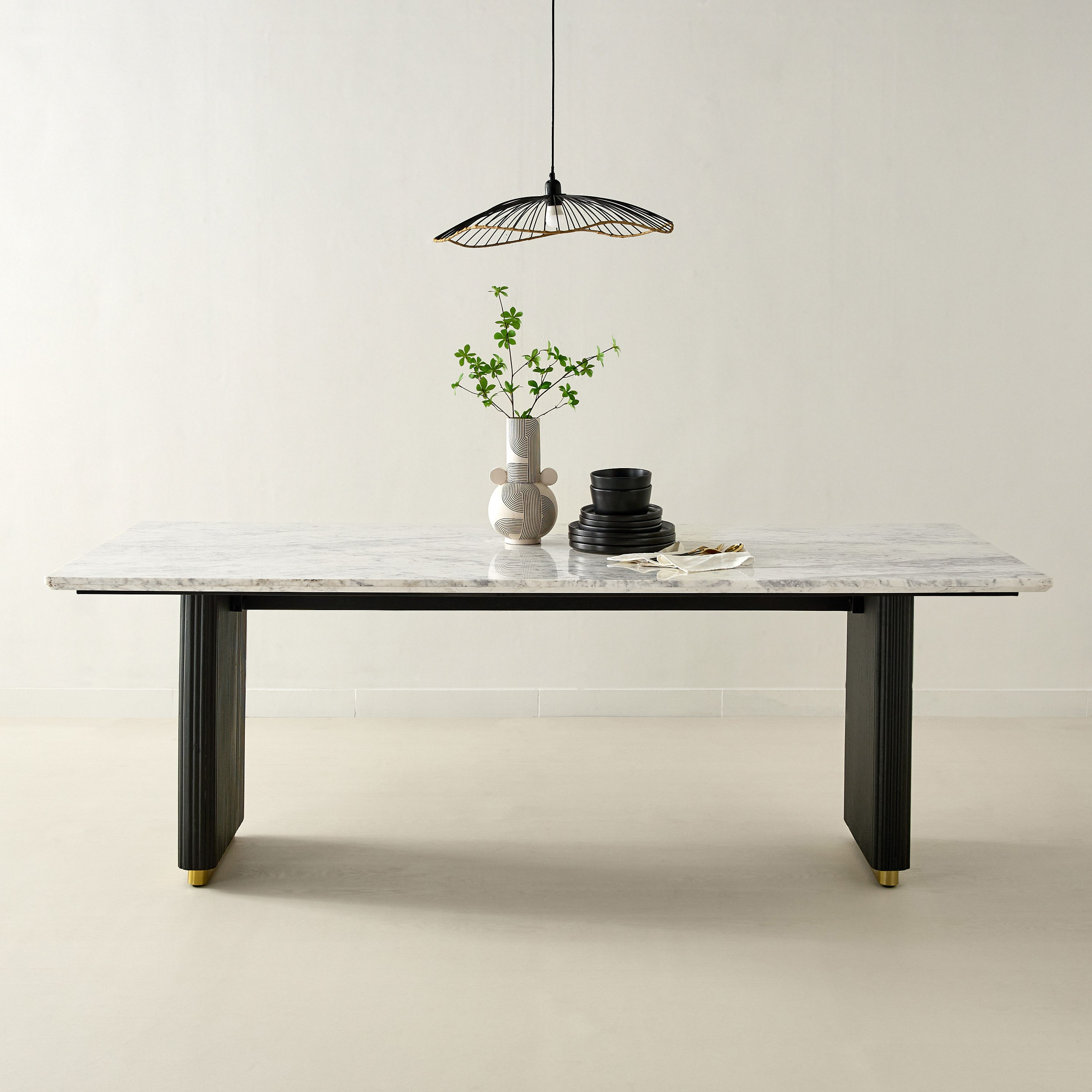 Cavon Fabio Genuine Marble Top 8-Seater Dining Table with Solid Wood Base-hbxfurniture-diningroom-diningtables-eightseater-image-2