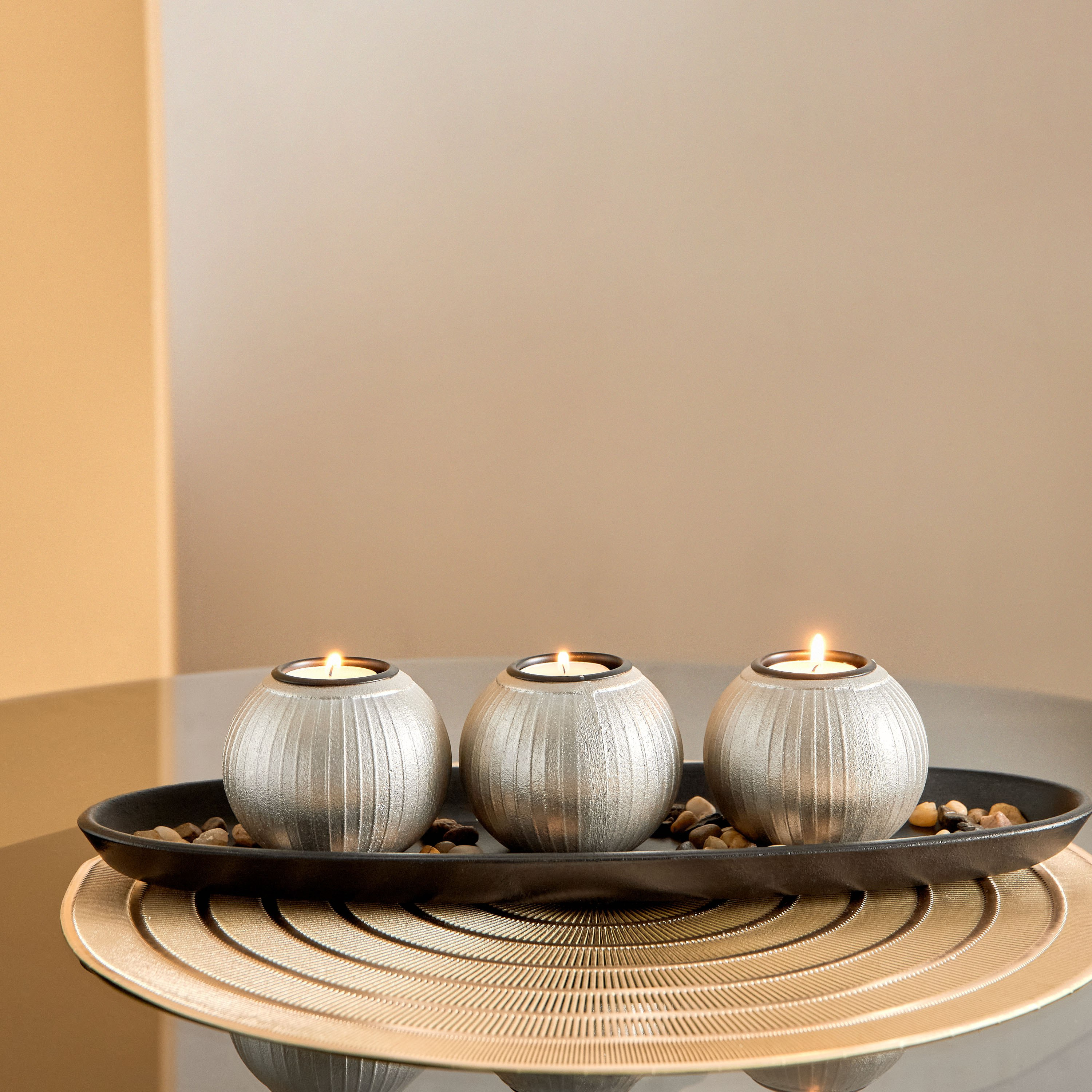 Ruse 3-Piece MDF Wooden Candleholder with Decorative Tray and Bag of Stones Set-hbxlivingroom-decorandaccessories-candleholders-image-1