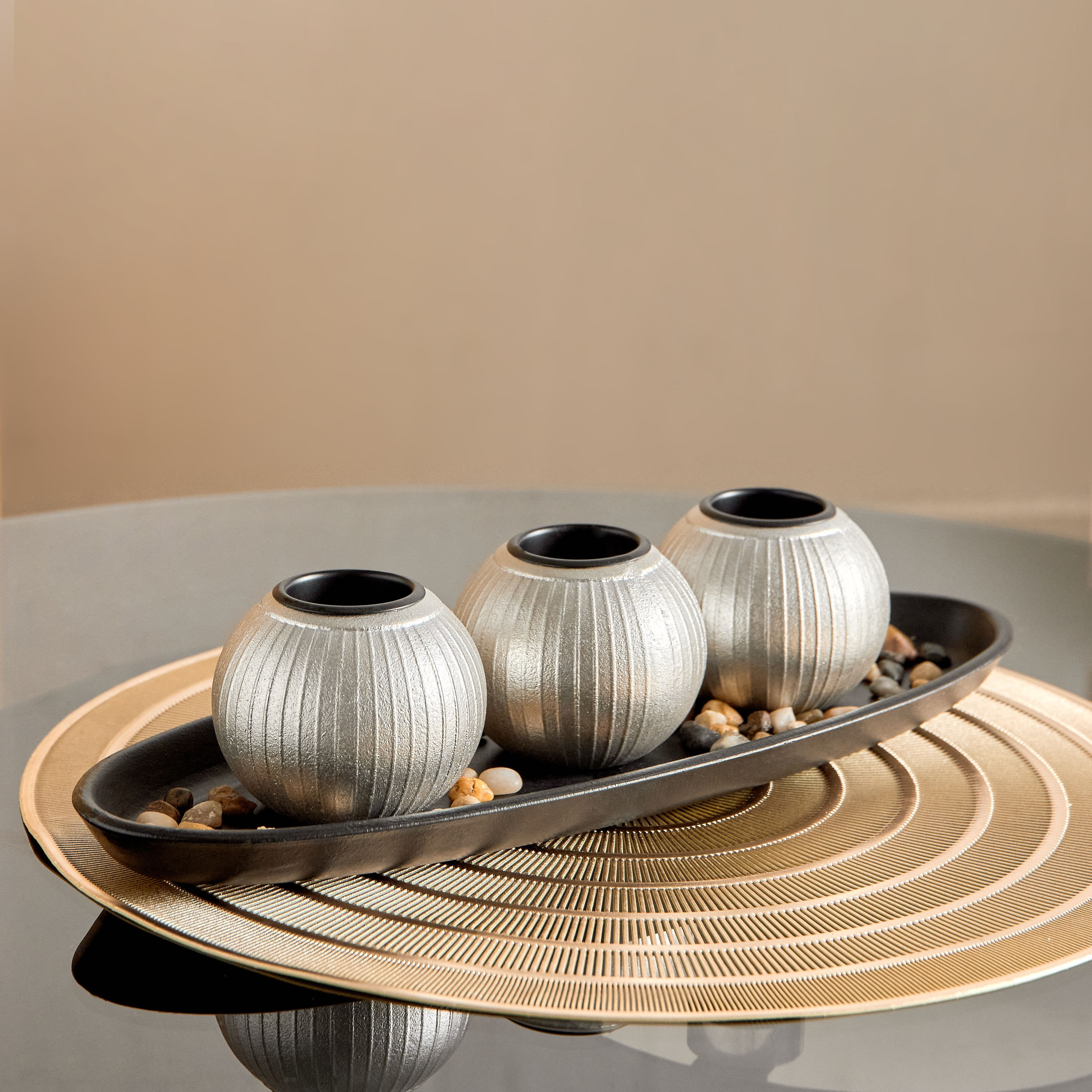 Ruse 3-Piece MDF Wooden Candleholder with Decorative Tray and Bag of Stones Set-hbxlivingroom-decorandaccessories-candleholders-image-2