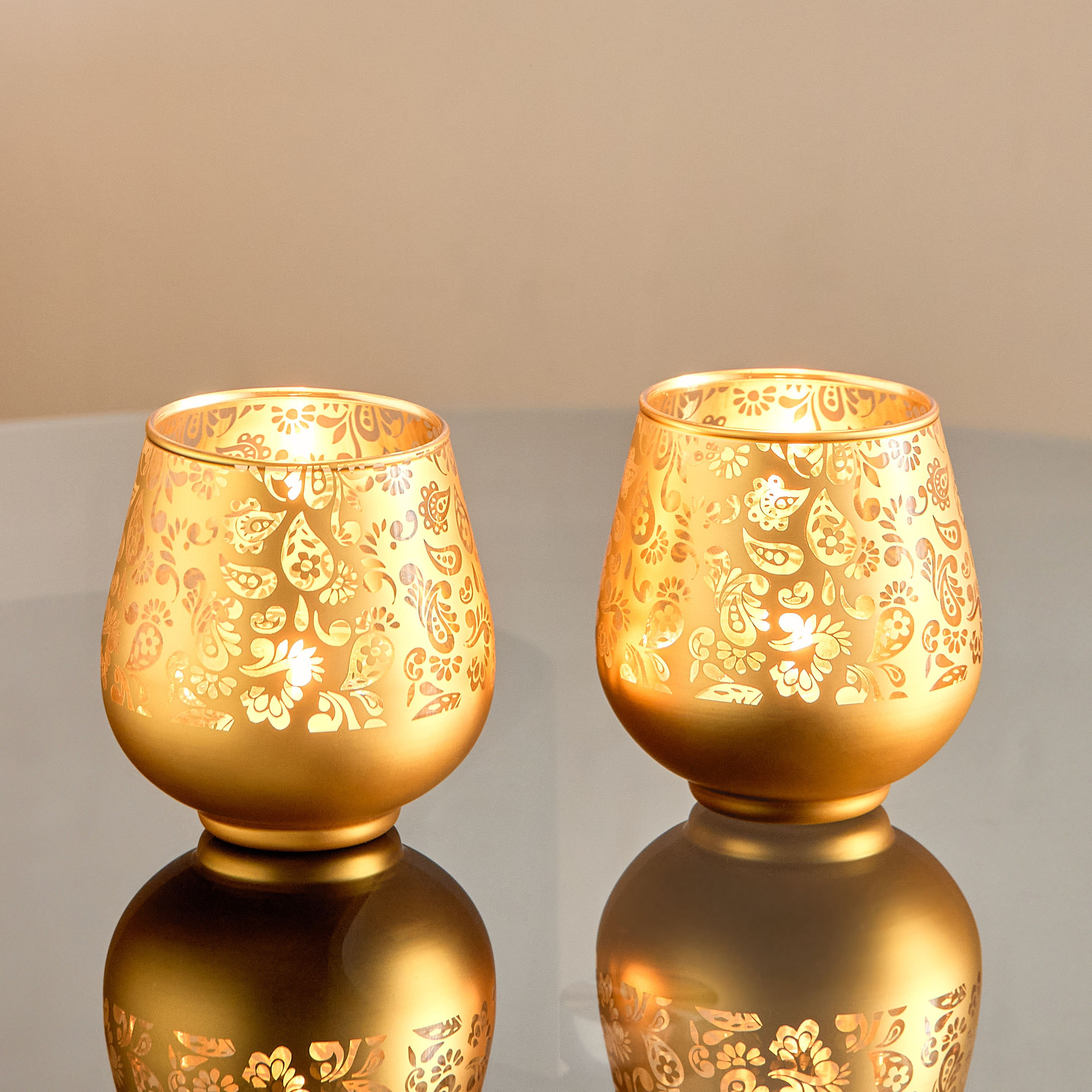 طقم حامل شموع زجاج قطعتين من ريوز - 9x9x9.5 سم-hbxlivingroom-decorandaccessories-candleholders-image-1