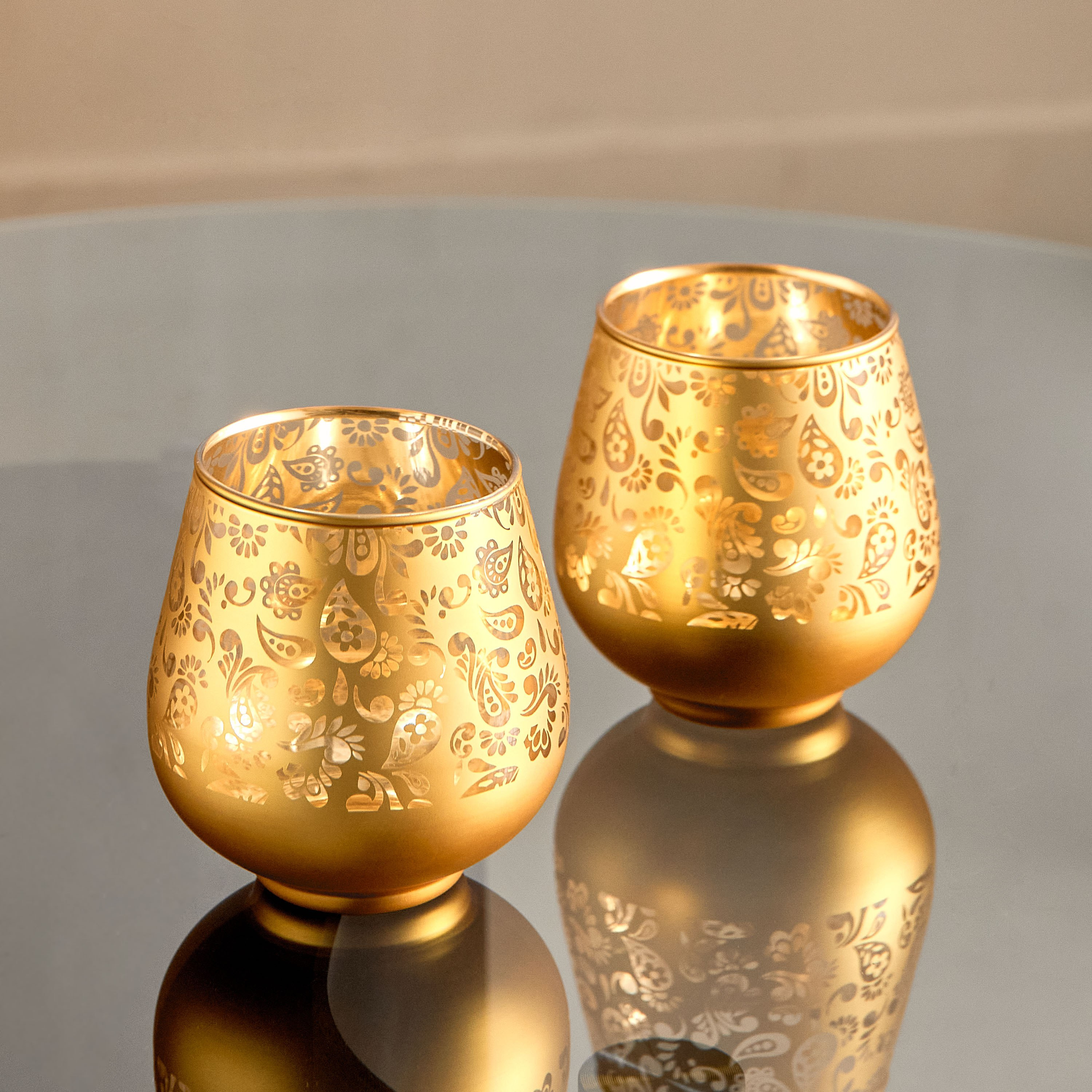 طقم حامل شموع زجاج قطعتين من ريوز - 9x9x9.5 سم-hbxlivingroom-decorandaccessories-candleholders-image-2