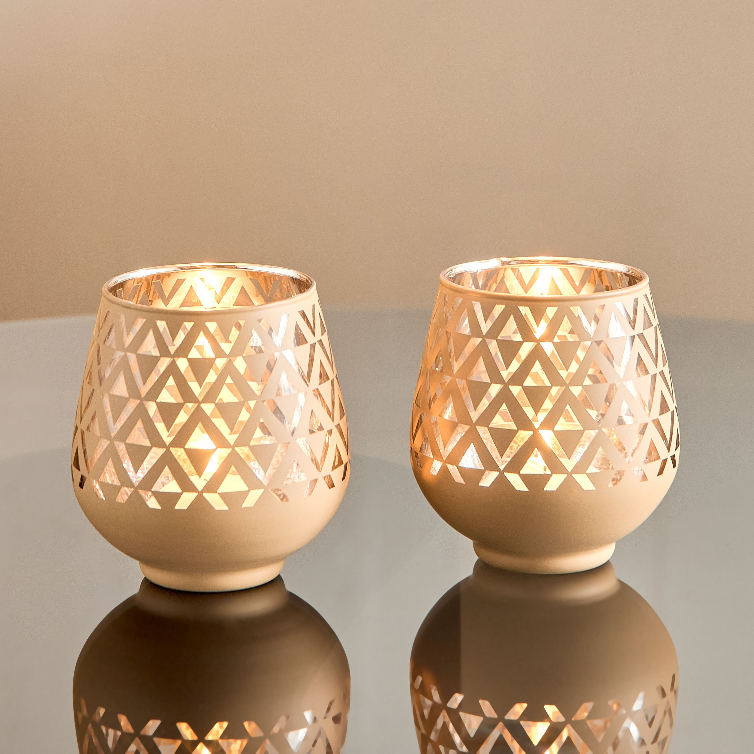 طقم حامل شموع زجاج قطعتين من ريوس - 9x9x9.5 سم-hbxlivingroom-decorandaccessories-candleholders-image-1