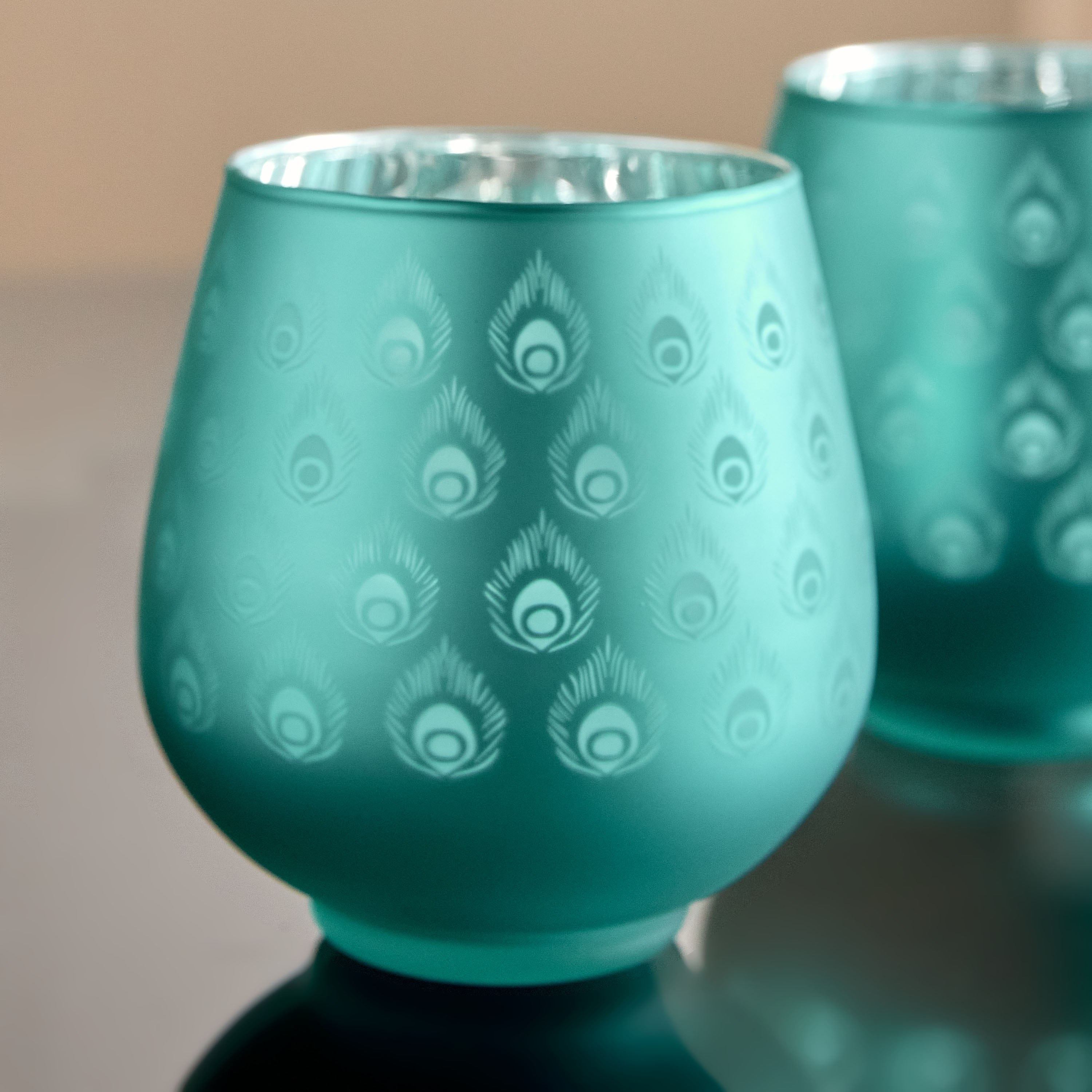 طقم حامل شموع زجاج معتم على شكل طاووس قطعتين من ريوس- 9x9x9.5 سم-hbxlivingroom-decorandaccessories-candleholders-image-3