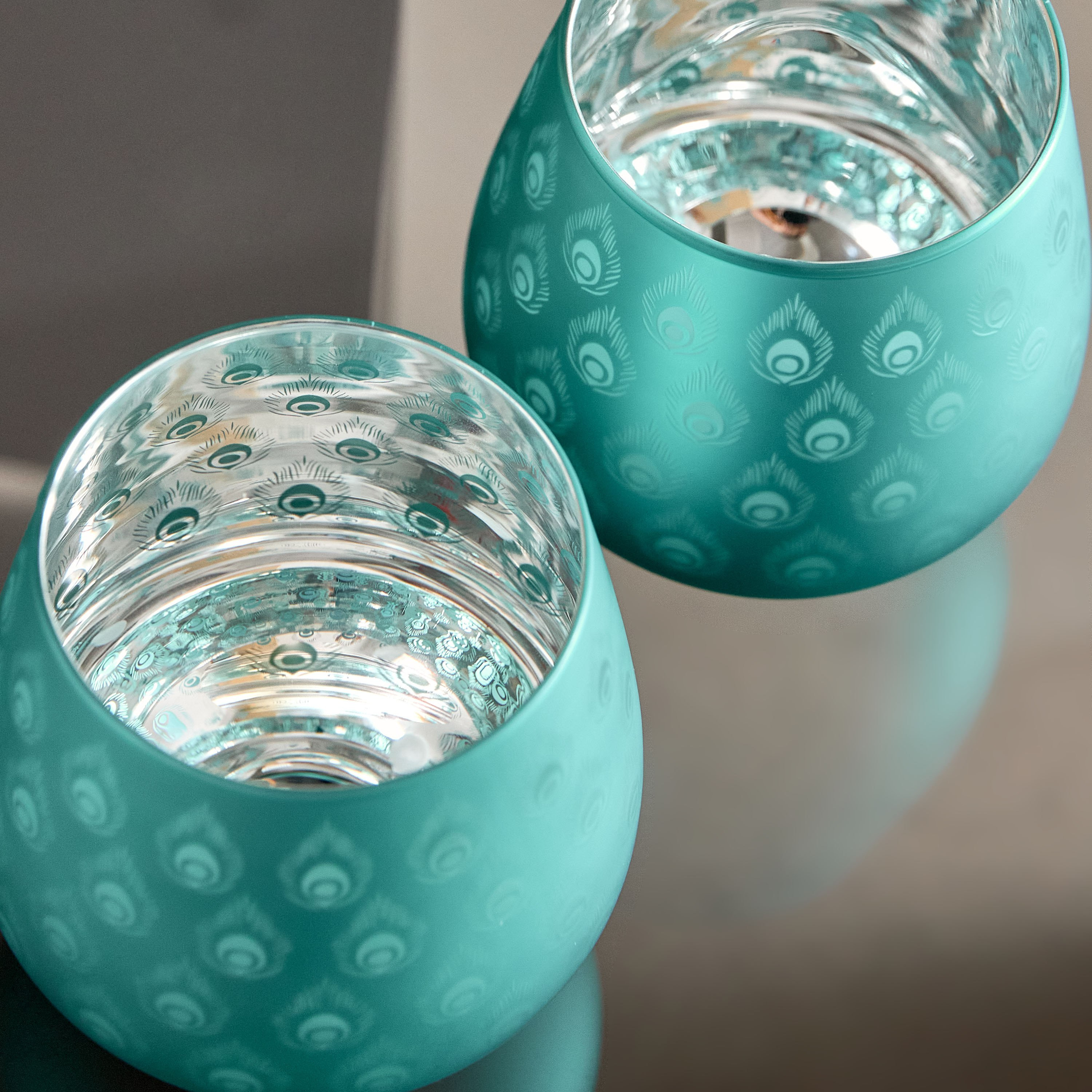 طقم حامل شموع زجاج معتم على شكل طاووس قطعتين من ريوس- 9x9x9.5 سم-hbxlivingroom-decorandaccessories-candleholders-image-4