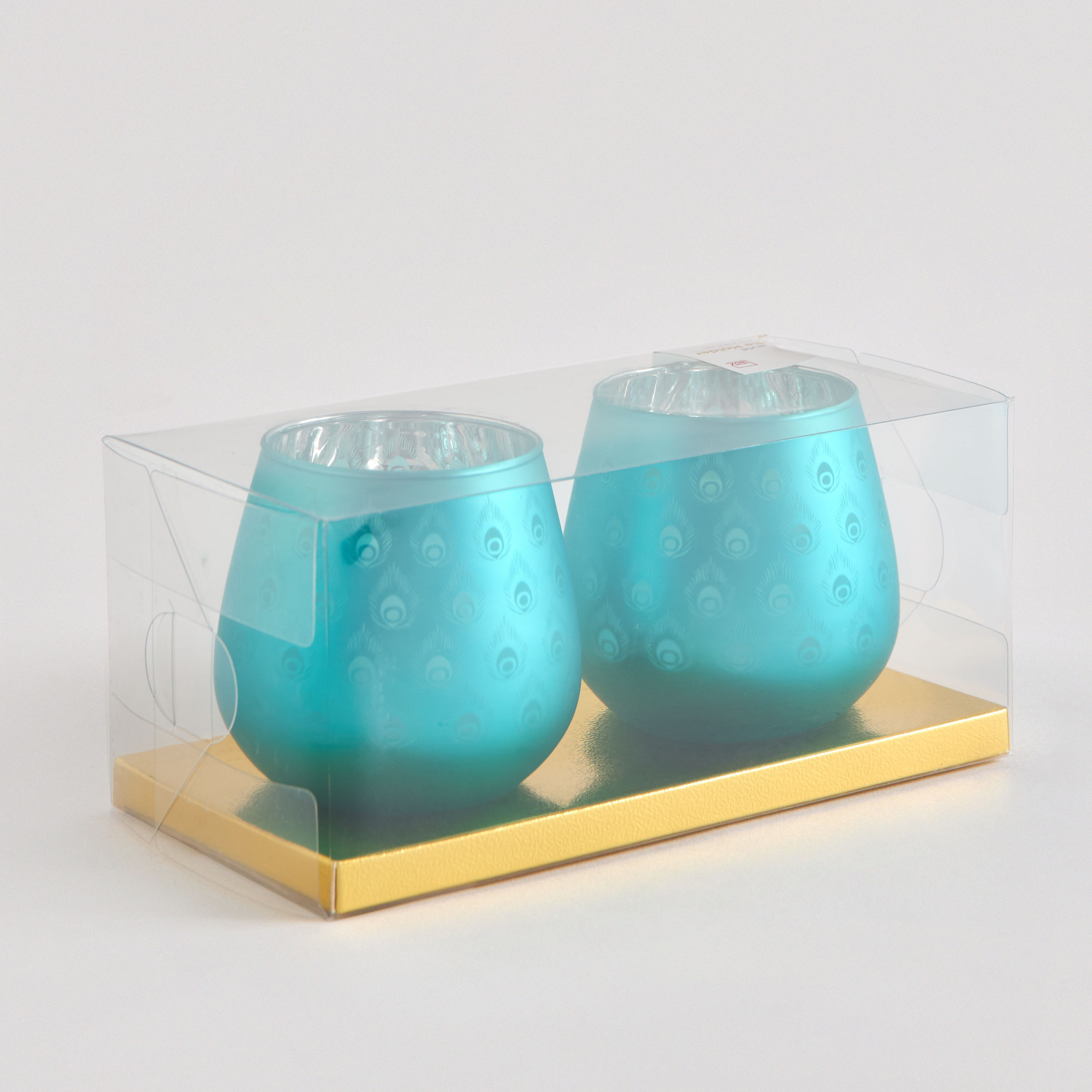 طقم حامل شموع زجاج معتم على شكل طاووس قطعتين من ريوس- 9x9x9.5 سم-hbxlivingroom-decorandaccessories-candleholders-image-6