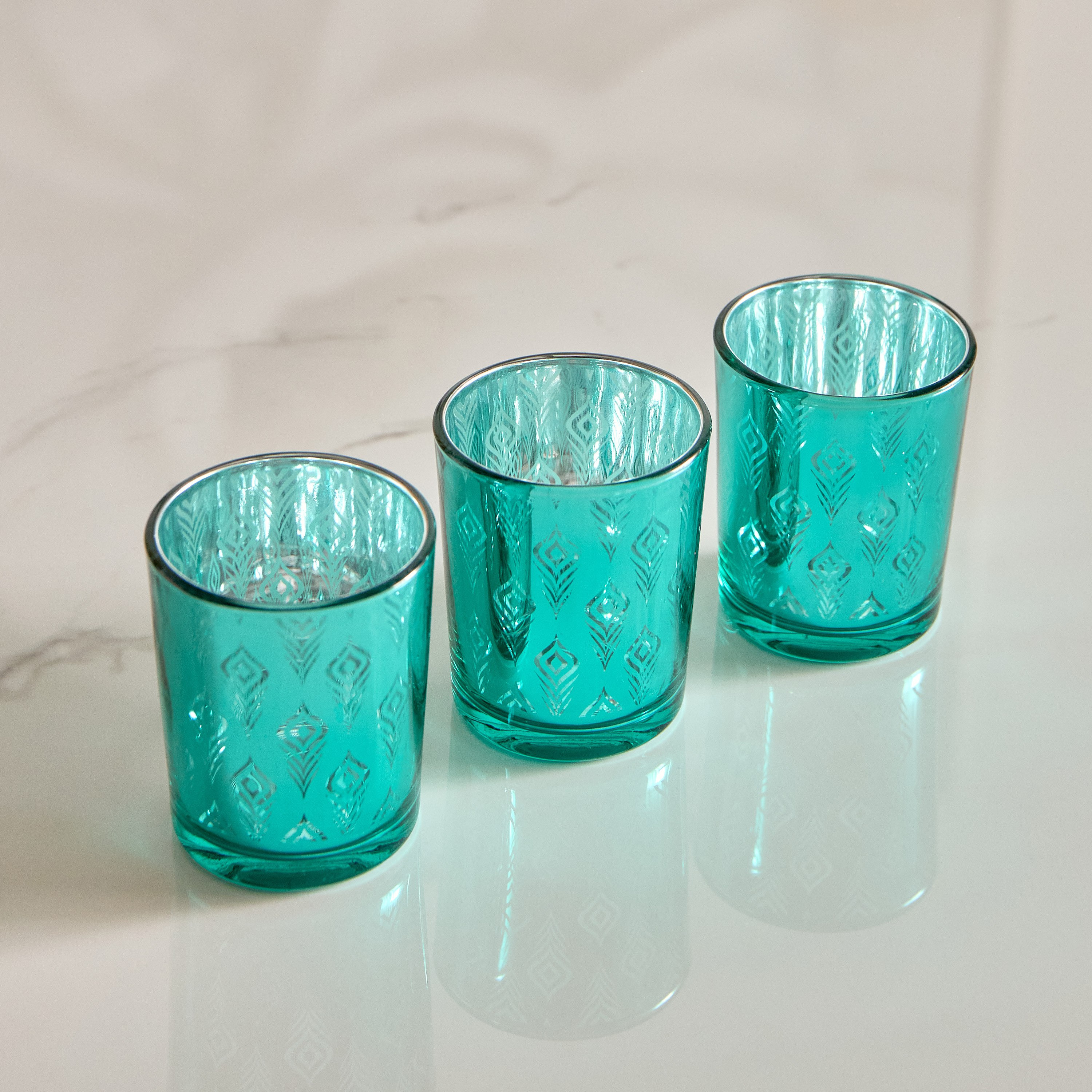 Ruse 3-Piece Glass Peacock Cutwork Candleholder Set - 5.5x5.5x 6.7 cm-hbxlivingroom-decorandaccessories-candleholders-image-2