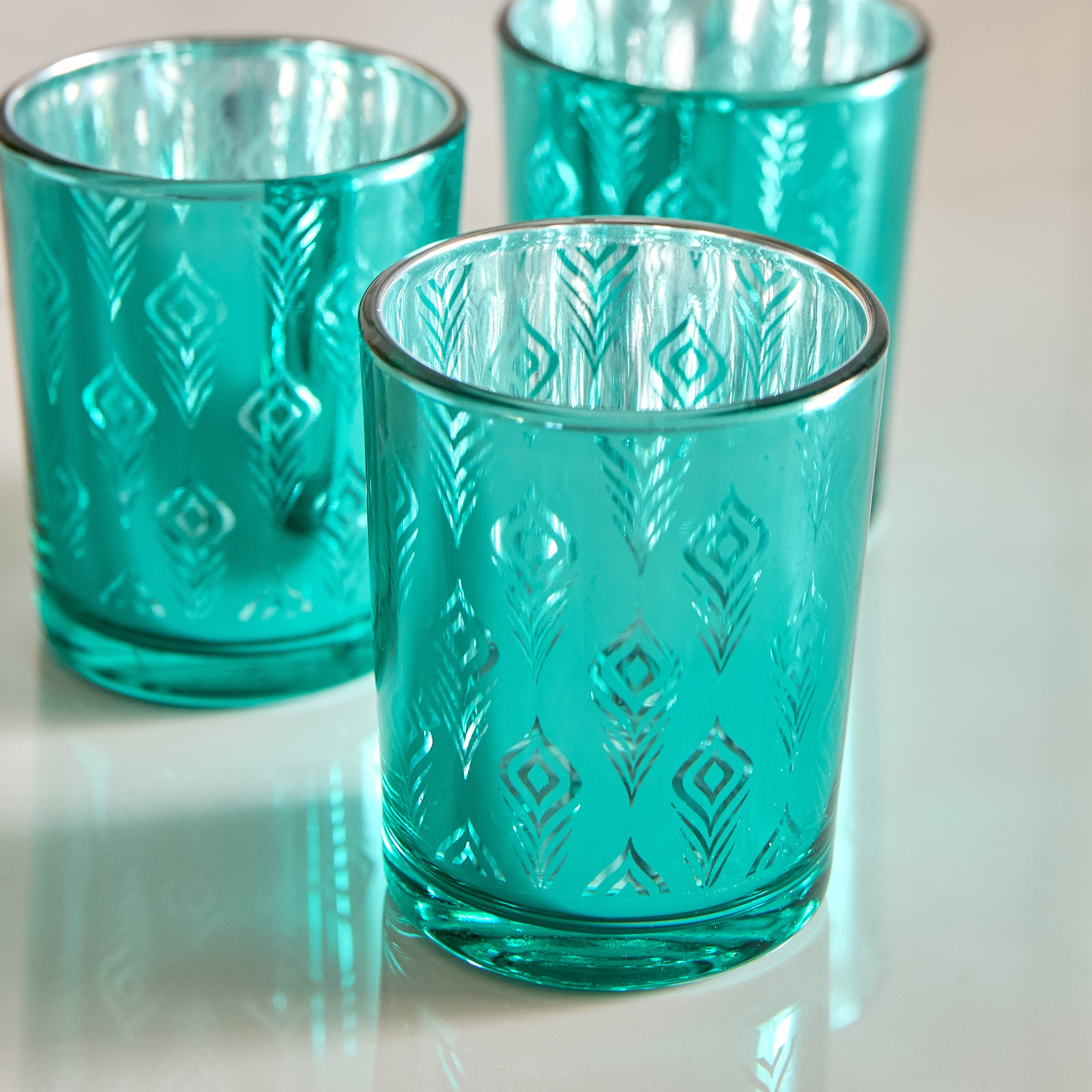 Ruse 3-Piece Glass Peacock Cutwork Candleholder Set - 5.5x5.5x 6.7 cm-hbxlivingroom-decorandaccessories-candleholders-image-3
