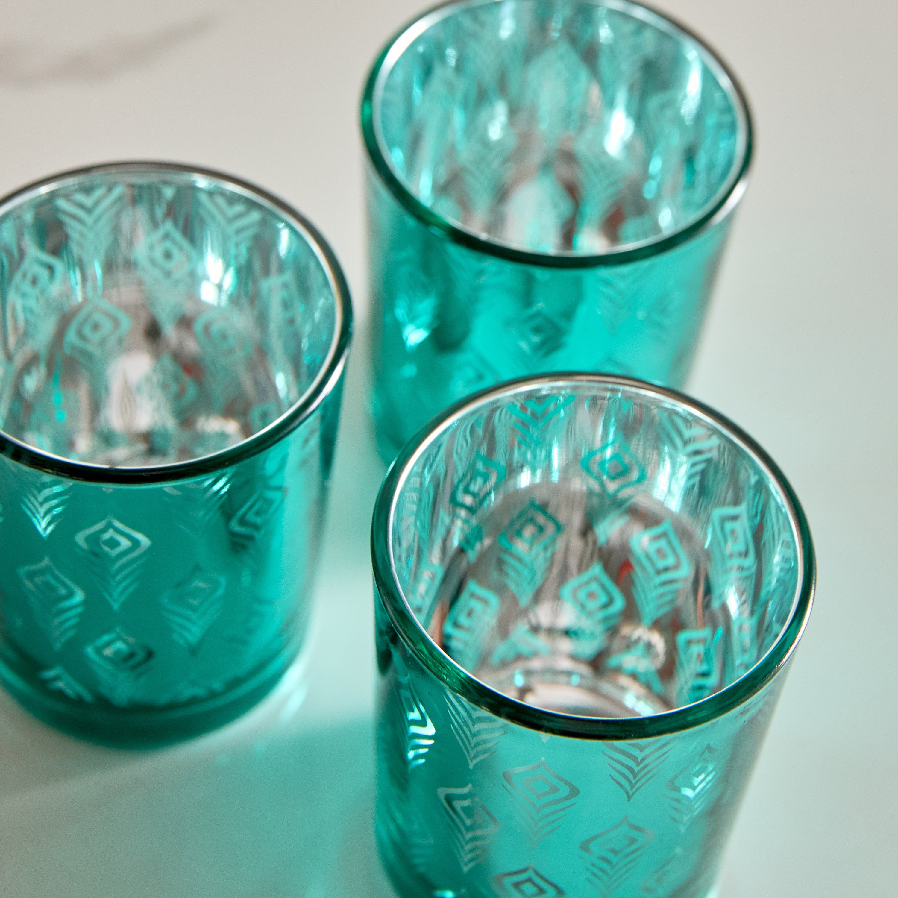 Ruse 3-Piece Glass Peacock Cutwork Candleholder Set - 5.5x5.5x 6.7 cm-hbxlivingroom-decorandaccessories-candleholders-image-4