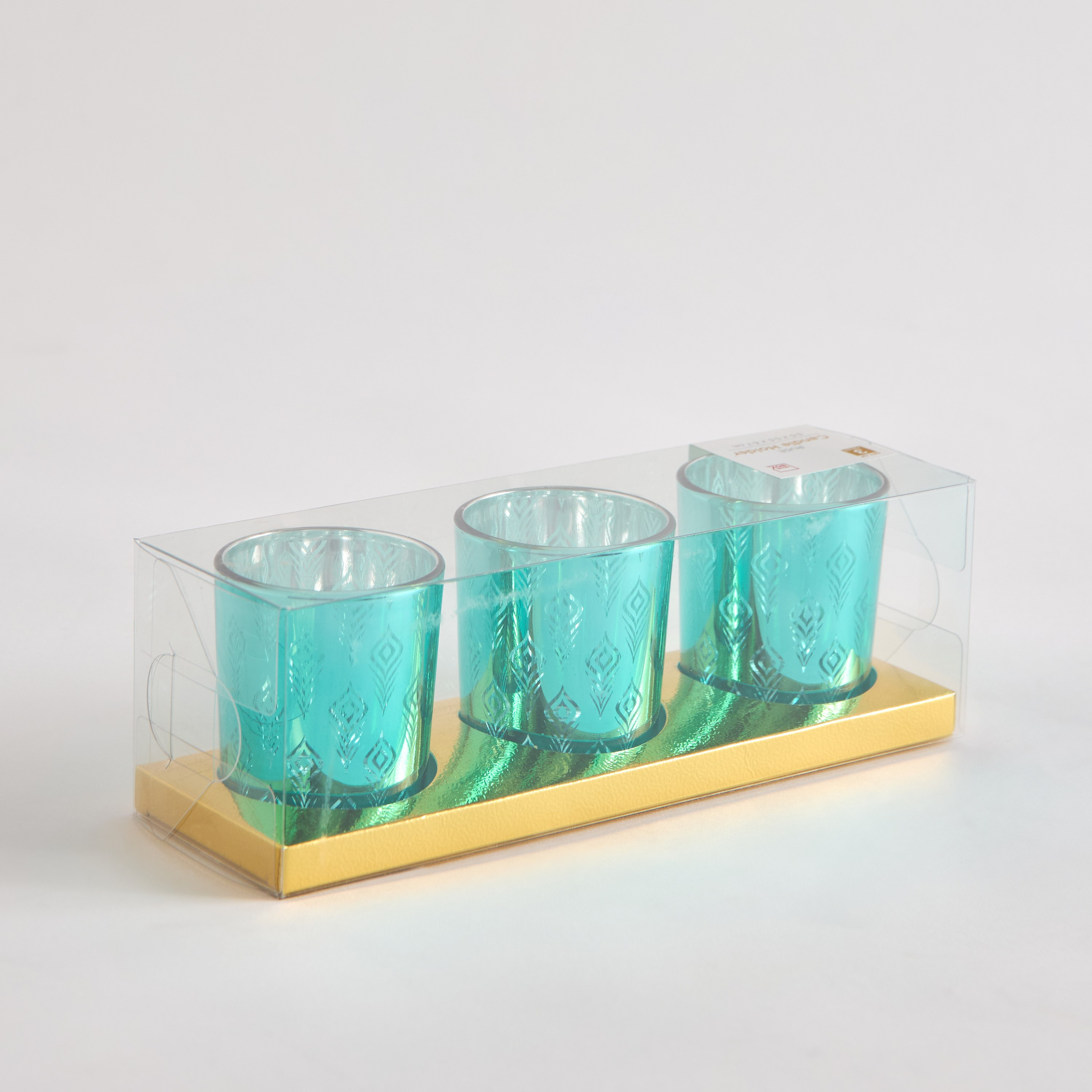 Ruse 3-Piece Glass Peacock Cutwork Candleholder Set - 5.5x5.5x 6.7 cm-hbxlivingroom-decorandaccessories-candleholders-image-6