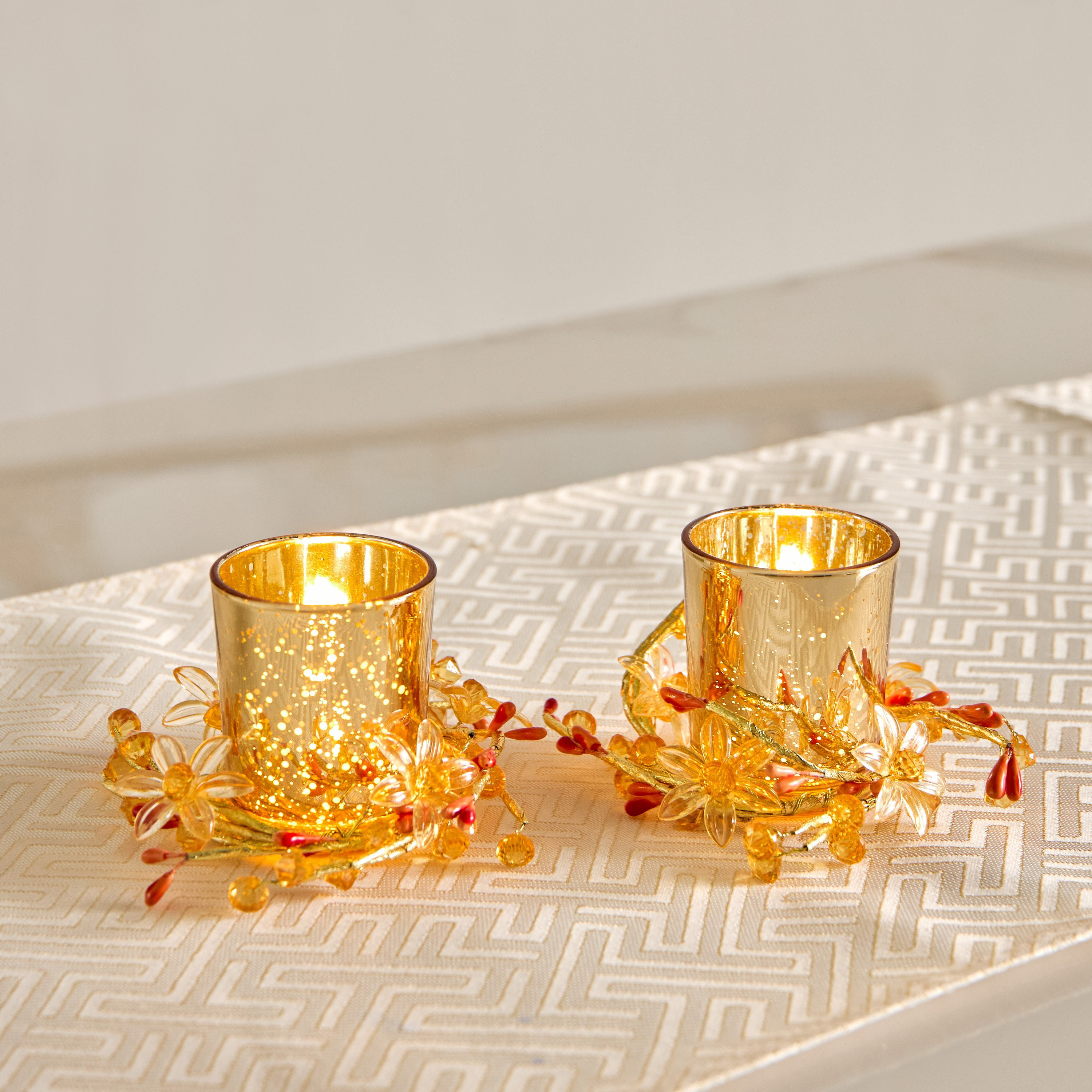 Ruse 2-Piece Glass Embellished Candleholder Set - 5.5x5.5x6.7 cm-hbxlivingroom-decorandaccessories-candleholders-image-1