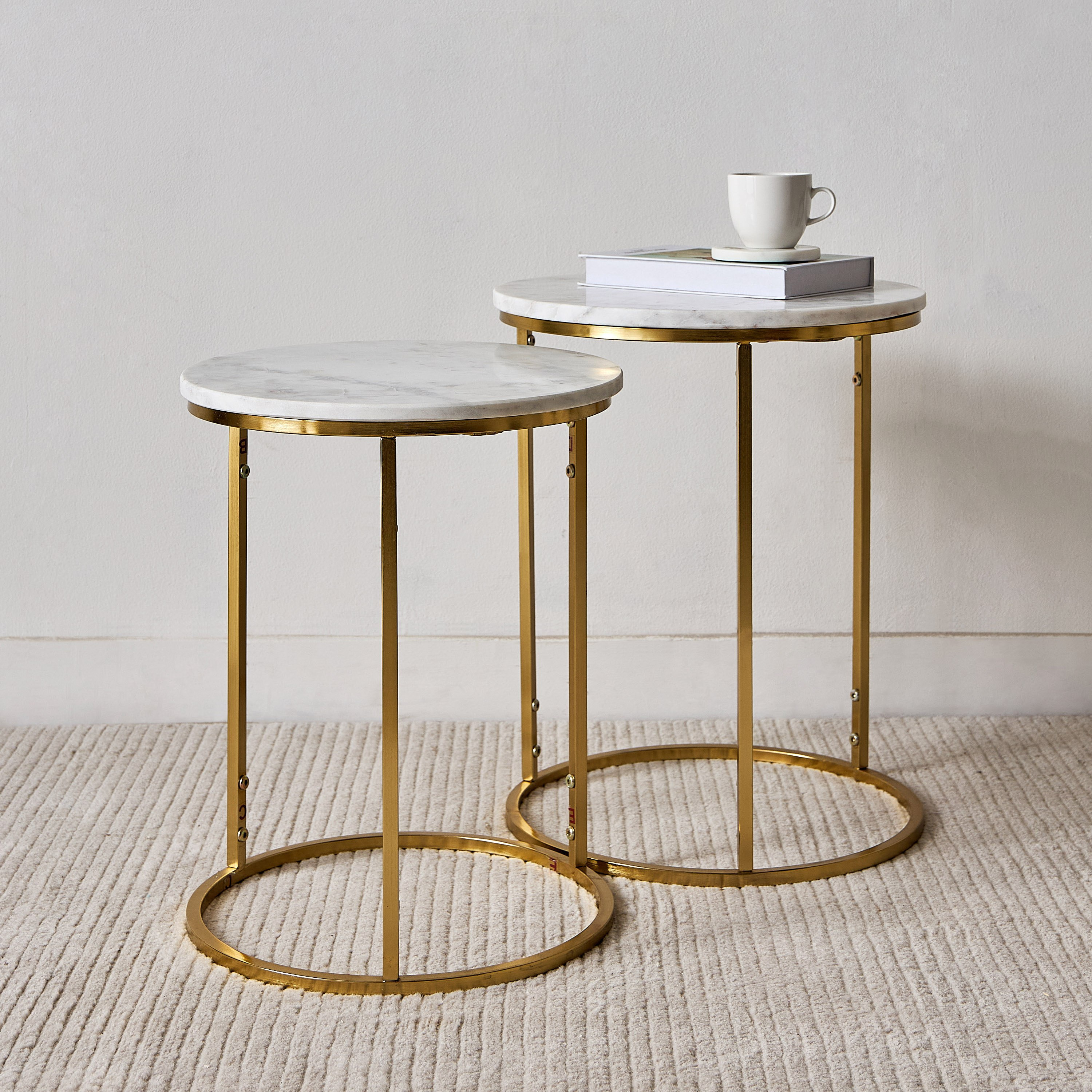 Cavon Portia Genuine Marble Top Nest of Tables - Set of 2-hbxfurniture-livingroom-nestingtables-image-1