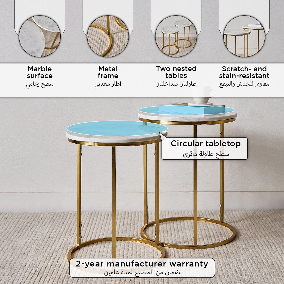 Cavon Portia Genuine Marble Top Nest of Tables - Set of 2-hbxfurniture-livingroom-nestingtables-image-4