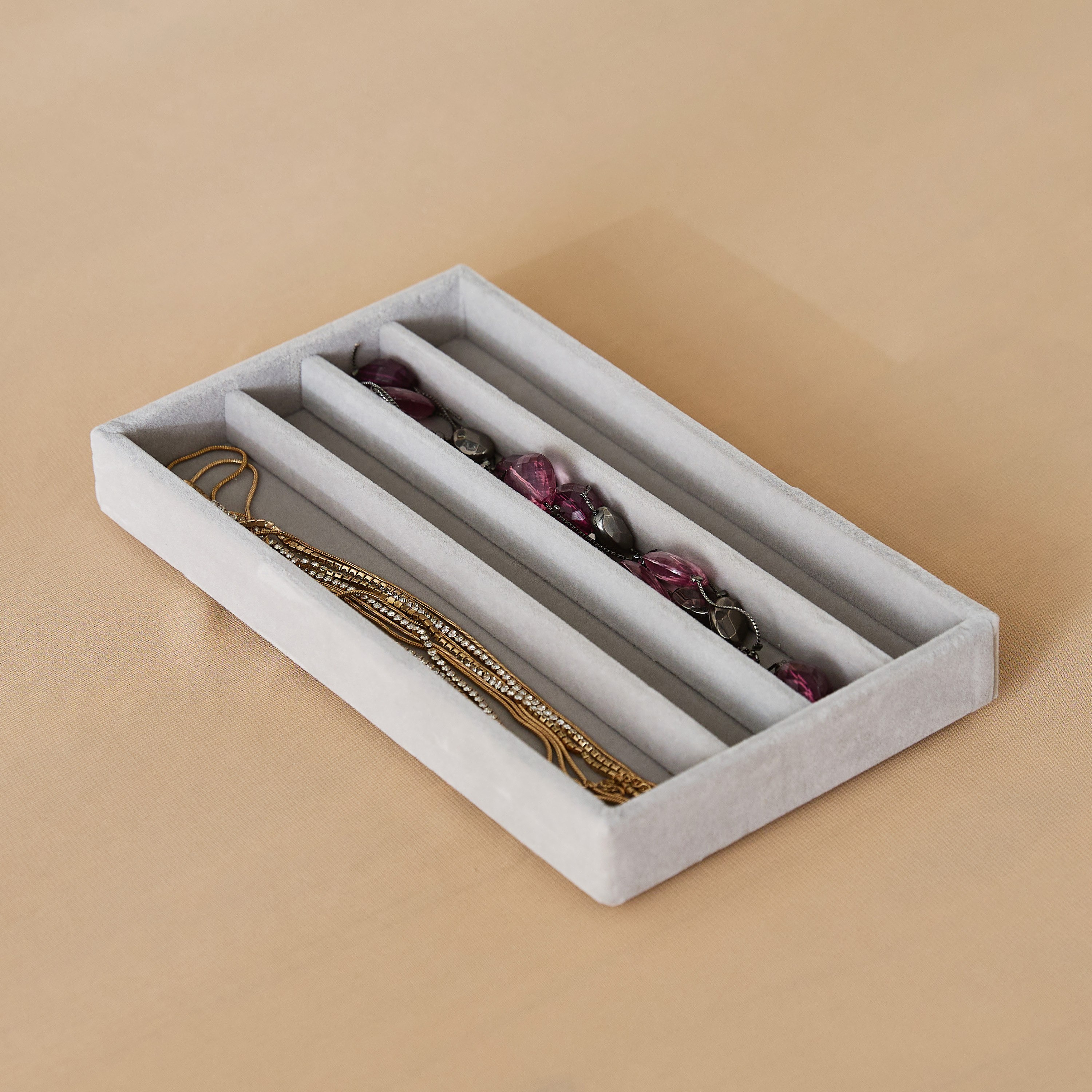 Velour 4-Compartment Jewellery Tray for Necklaces-hbxbedroom-bedroomaccessories-jewelleryboxesandholders-image-1