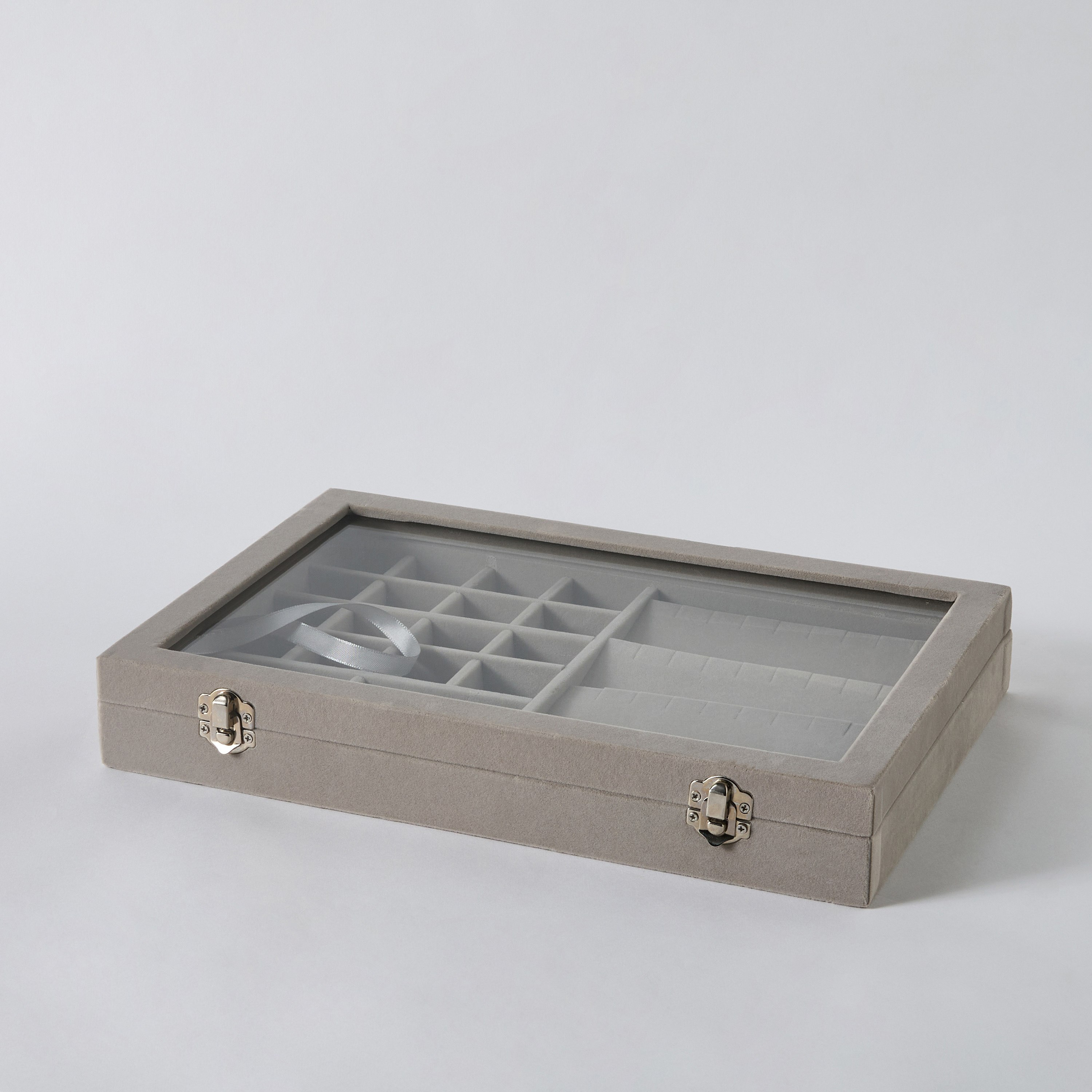 Velour Jewellery Box with Clear Lid - 35x24x5.5 cm-hbxbedroom-bedroomaccessories-jewelleryboxesandholders-image-6