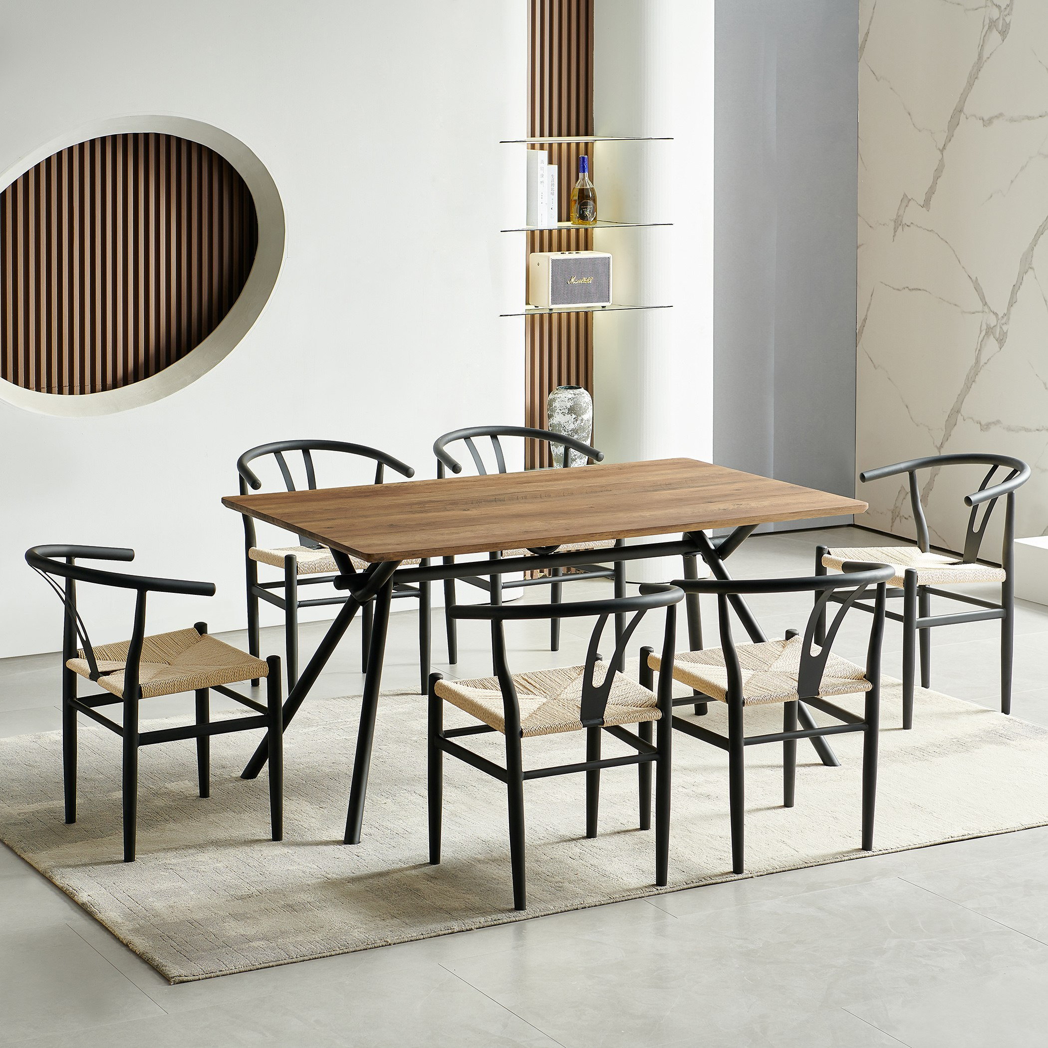 Hansi 6-Seater Dining Set-hbxfurniture-diningtablesandsets-diningsets-sixseater-image-1