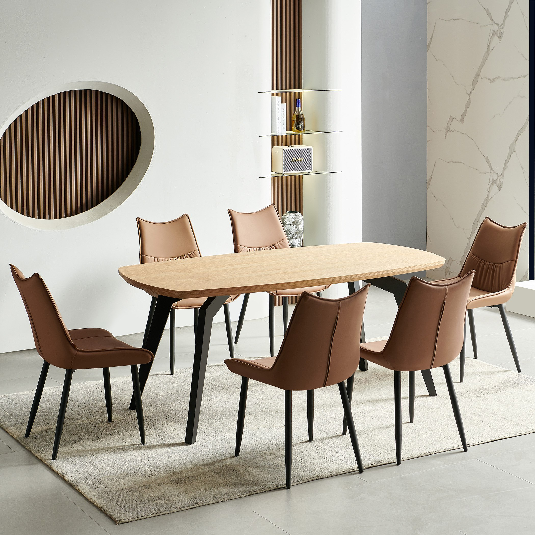 طقم سفرة 6 مقاعد مع طاولة من بروك-hbxfurniture-diningtablesandsets-diningsets-sixseater-image-1