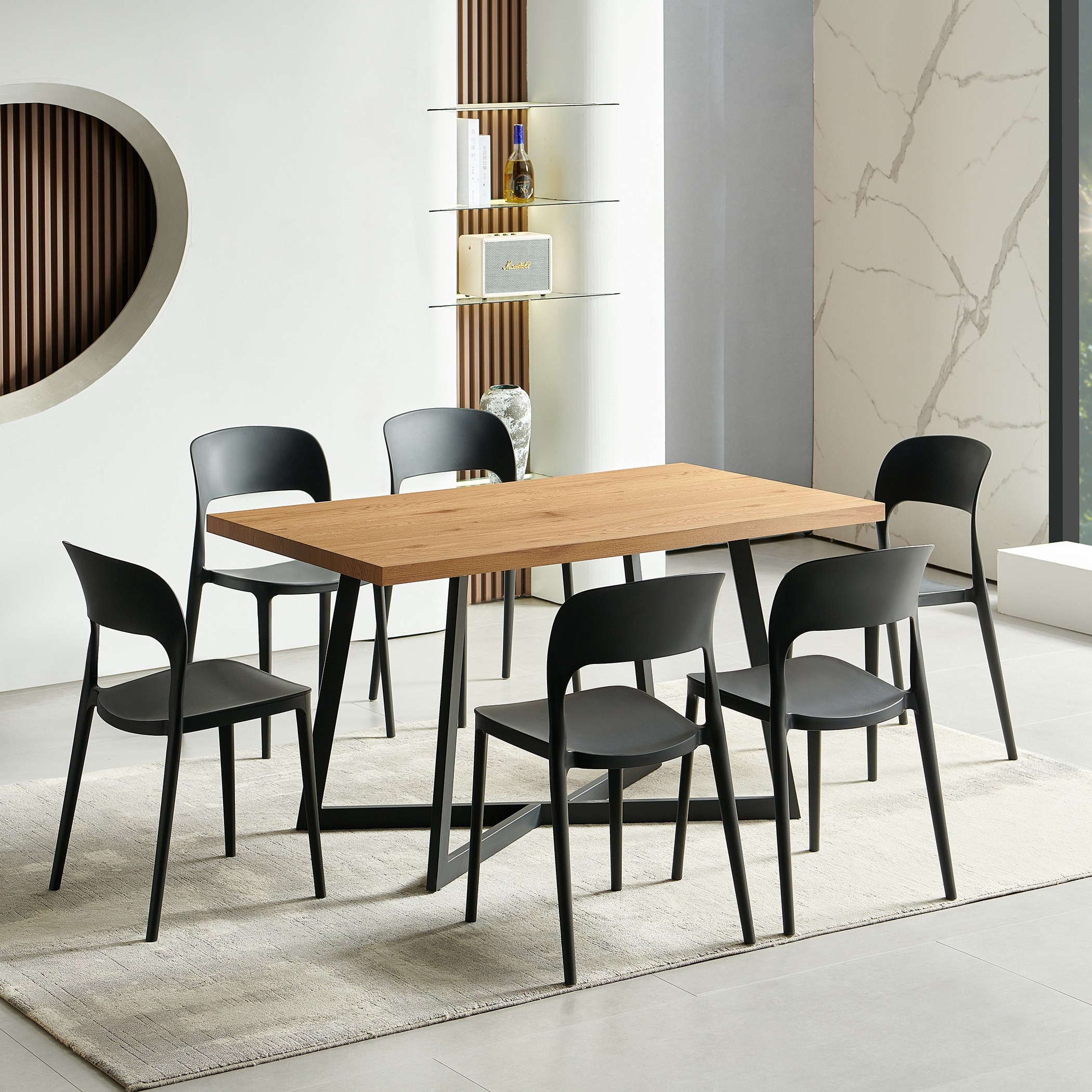 طقم سفرة 6 مقاعد من كارول-hbxfurniture-diningtablesandsets-diningsets-sixseater-image-1