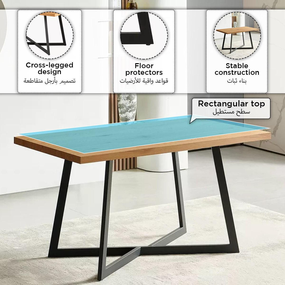 طقم سفرة 6 مقاعد من كارول-hbxfurniture-diningtablesandsets-diningsets-sixseater-image-5