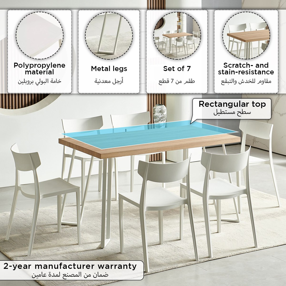 Cliff 6-Seater Dining Set-hbxfurniture-diningtablesandsets-diningsets-sixseater-image-4