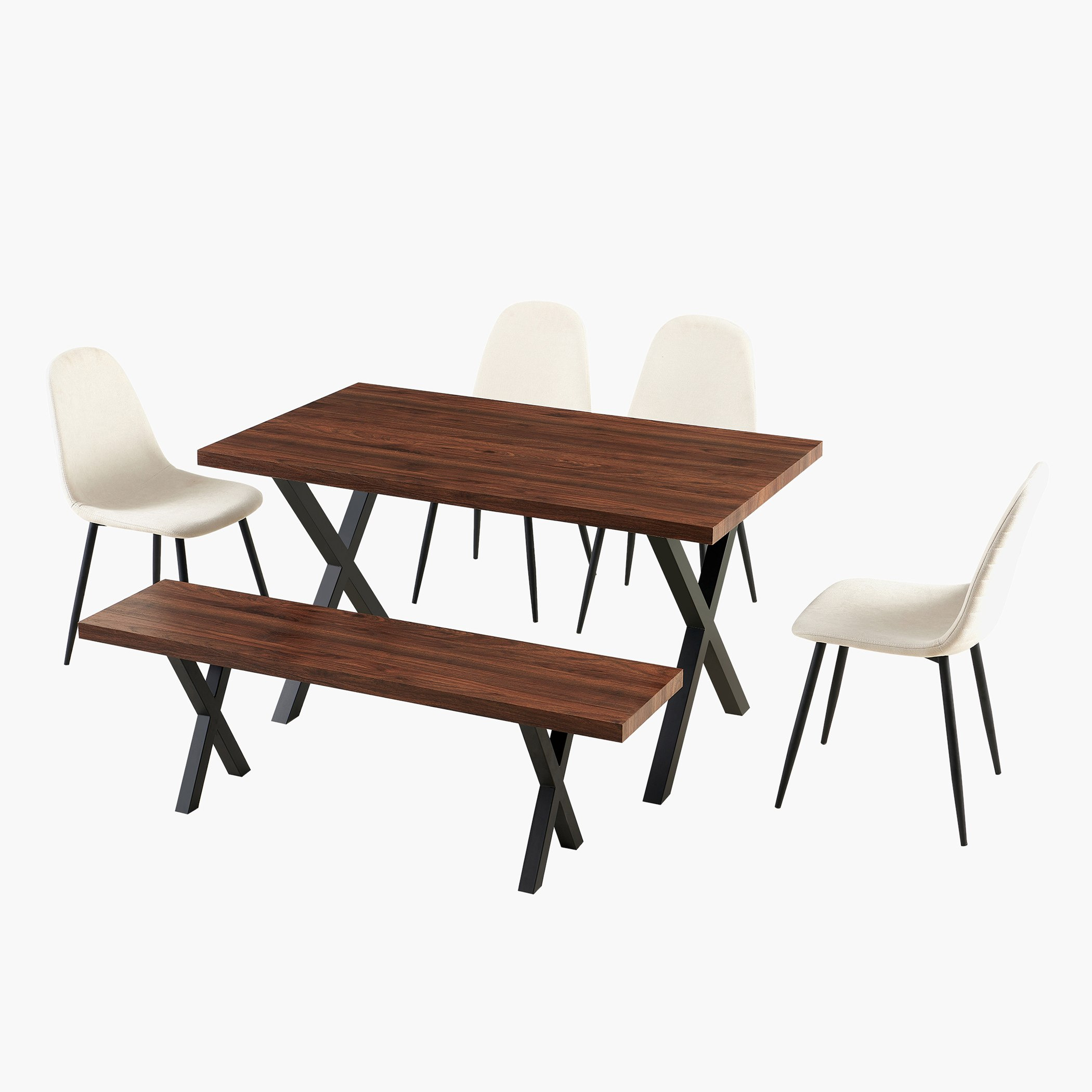 Wales 6-Seater Dining Set with Bench-hbxfurniture-diningtablesandsets-diningsets-sixseater-image-30