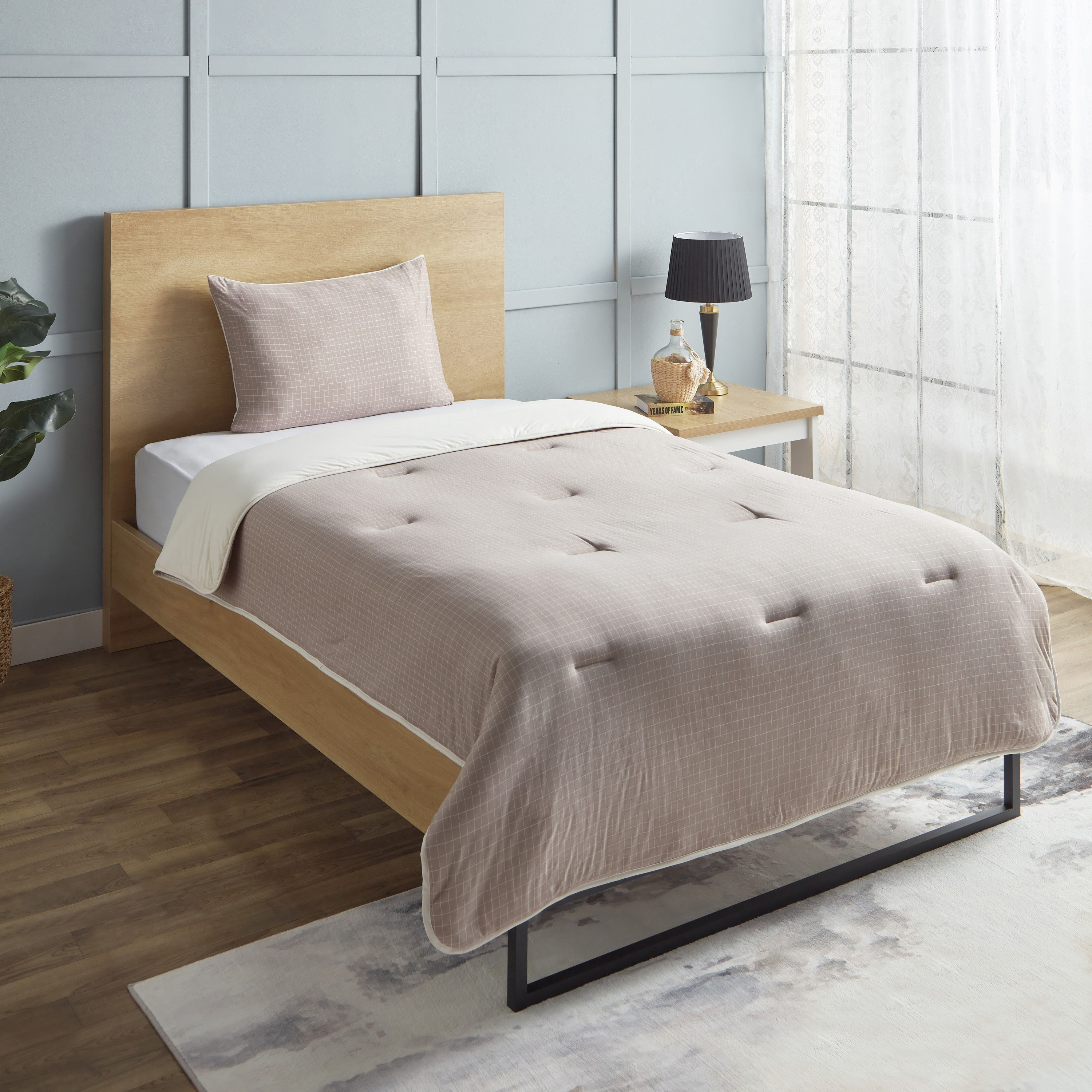 طقم لحاف توين مخطّط جيرسي من الألياف الدقيقة قطعتين من فيروم - 160x220 سم-hbxhomeware-hbxbedroom-image-1