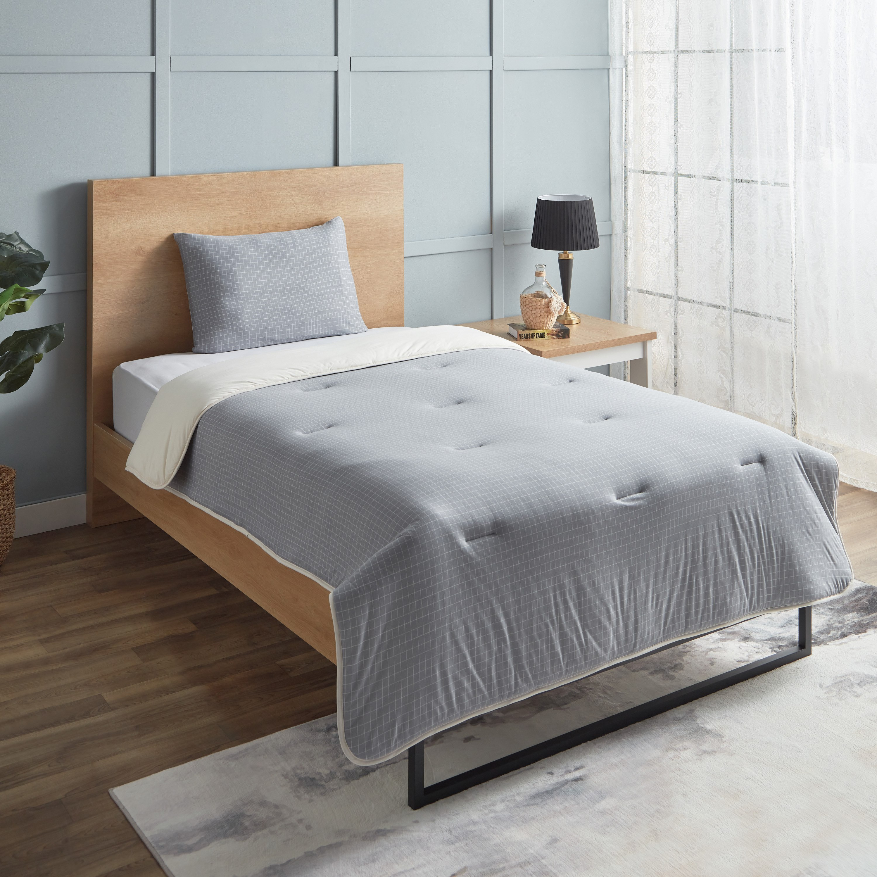 طقم لحاف توين مخطّط جيرسي من الألياف الدقيقة قطعتين من فيروم - 160x220 سم-hbxhomeware-hbxbedroom-image-1