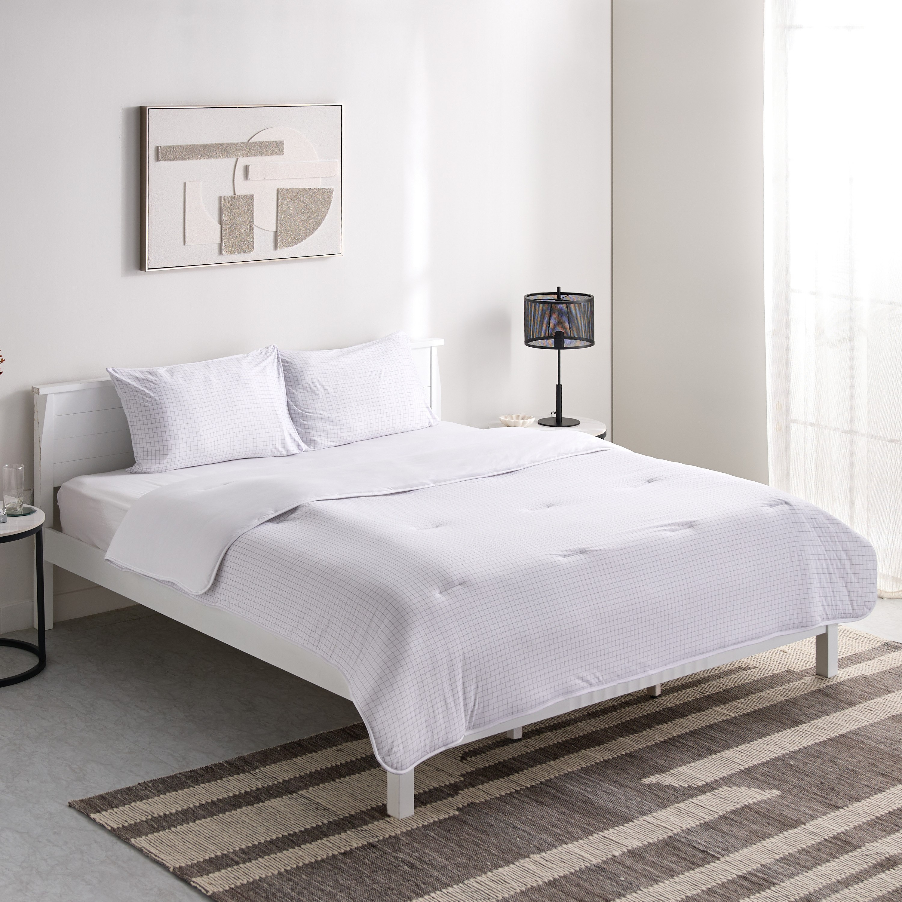 Ferum 3-Piece Stripe Microfiber Jersey King Comforter Set - 220x240 cm-hbxhomeware-hbxbedroom-image-2