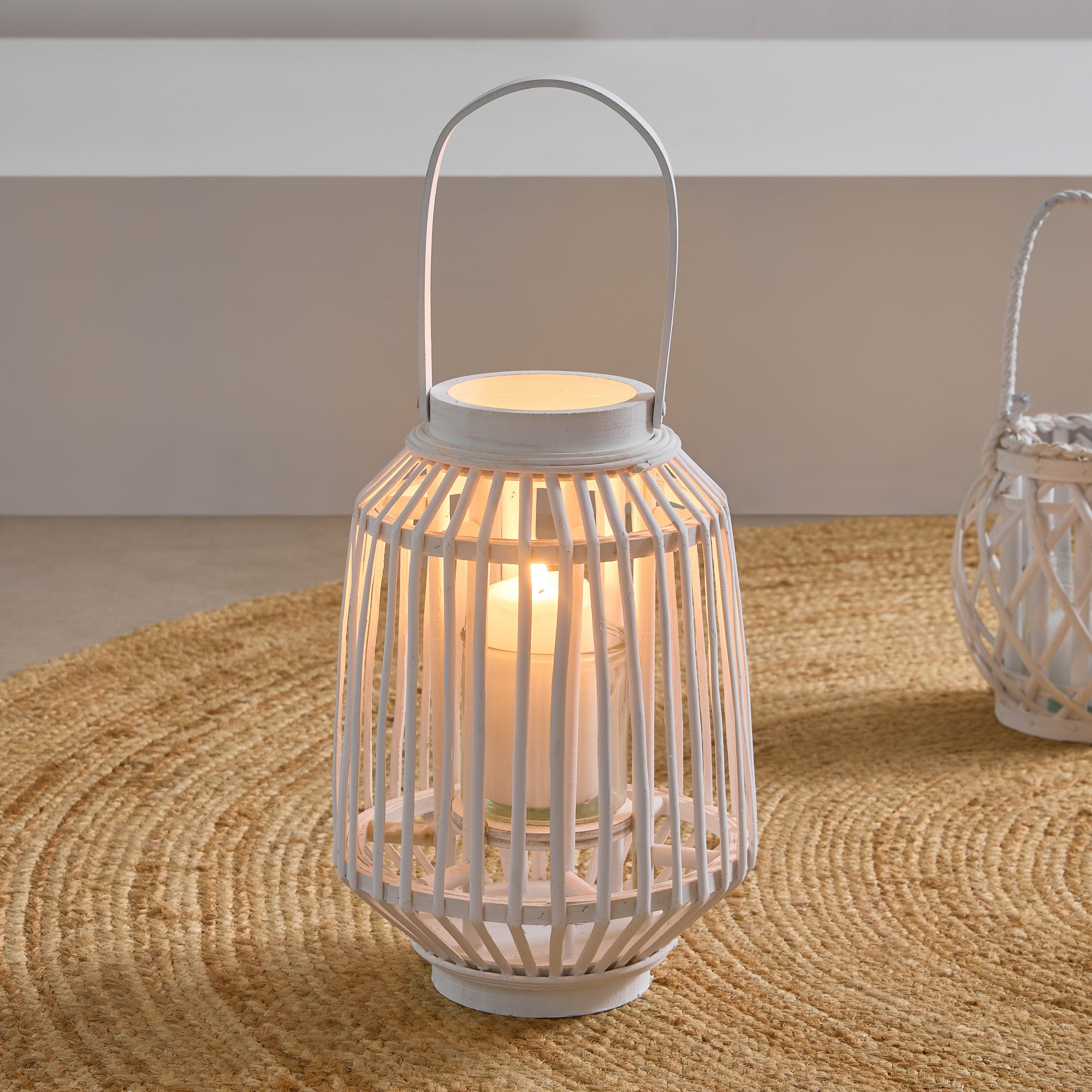 Vera-Willa Willow Lantern with Glass Votive - 12.5x12.5x50 cm-hbxdecorandfurnishings-homeaccessories-lanterns-image-1