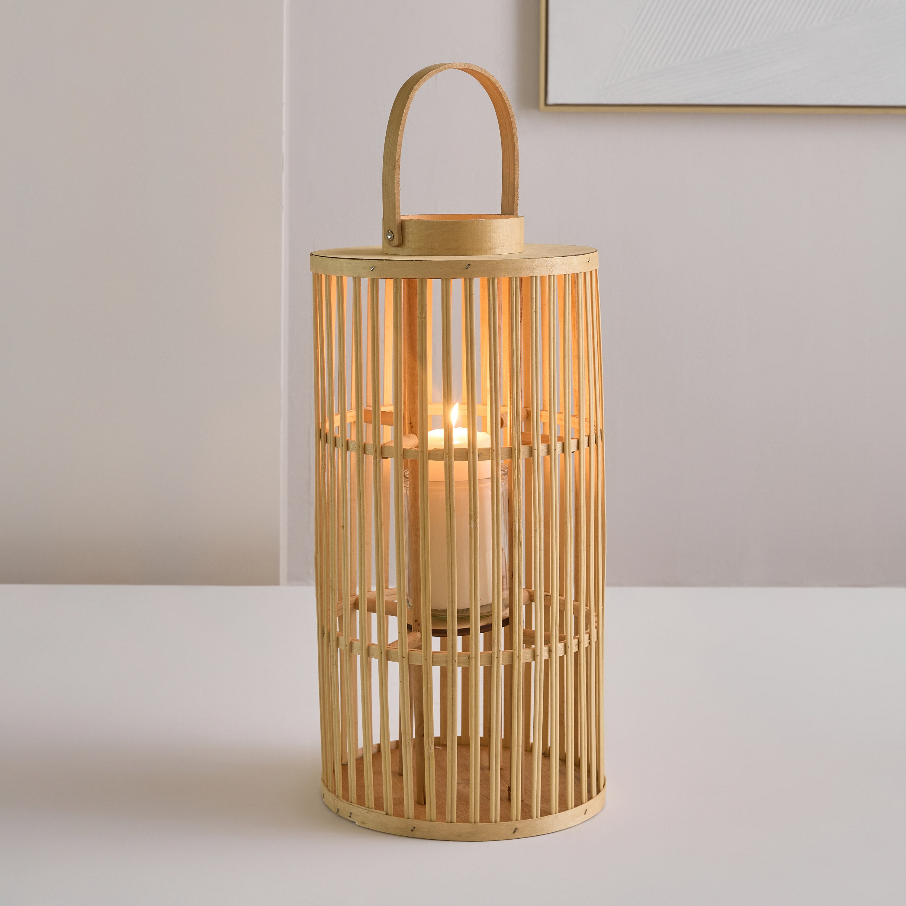 Vera-Willa Bamboo Lantern - 25x25x68 cm-hbxdecorandfurnishings-homeaccessories-lanterns-image-1