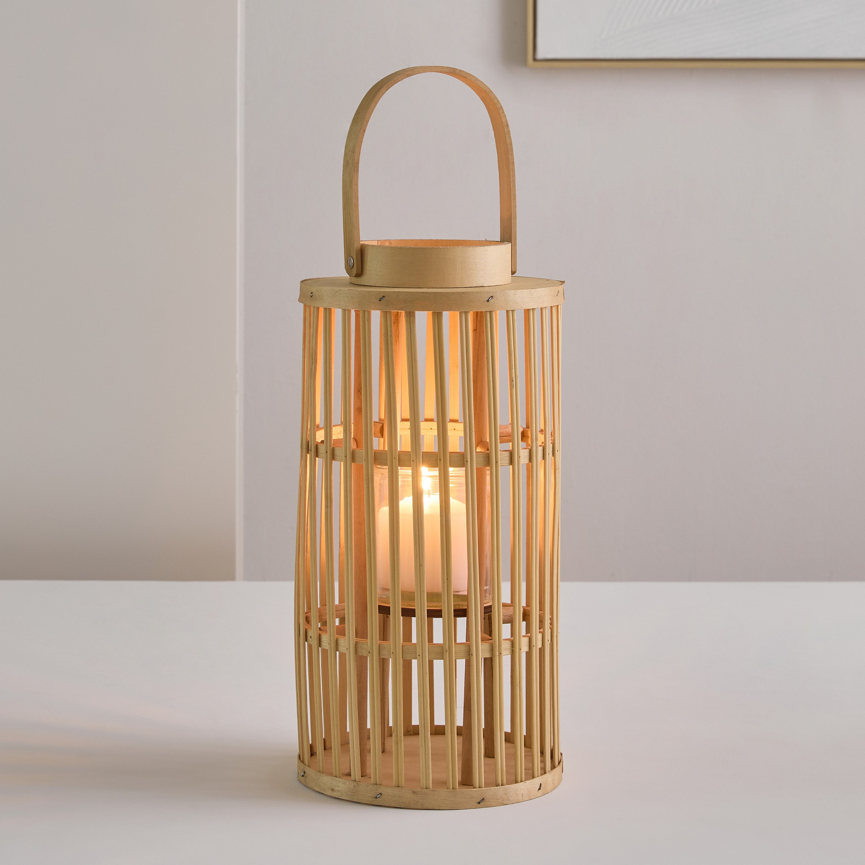 Vera-Willa Bamboo Lantern - 20x20x57 cm-hbxdecorandfurnishings-homeaccessories-lanterns-image-1