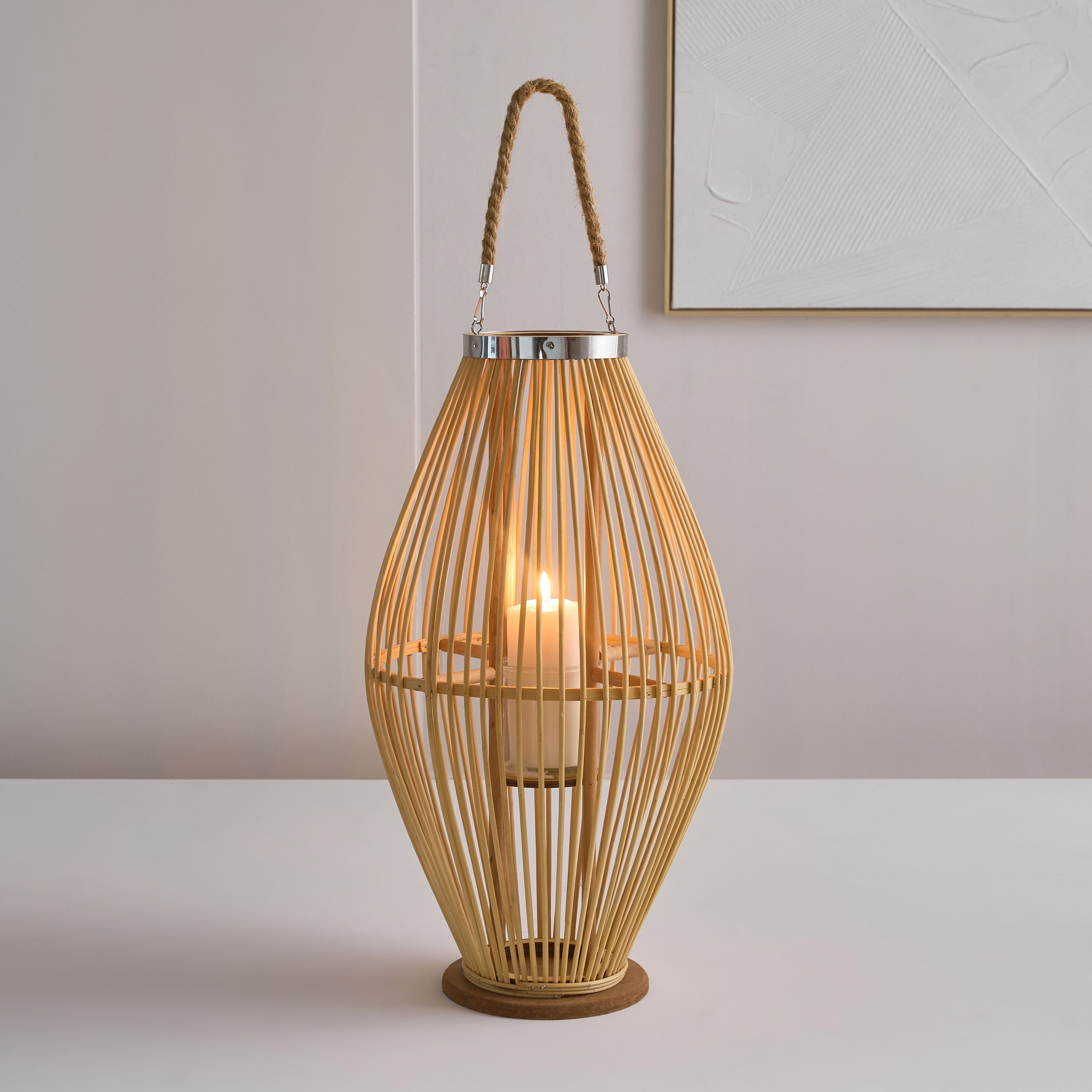 Vera-Willa Bamboo Lantern - 32x32x60 cm-hbxdecorandfurnishings-homeaccessories-lanterns-image-1