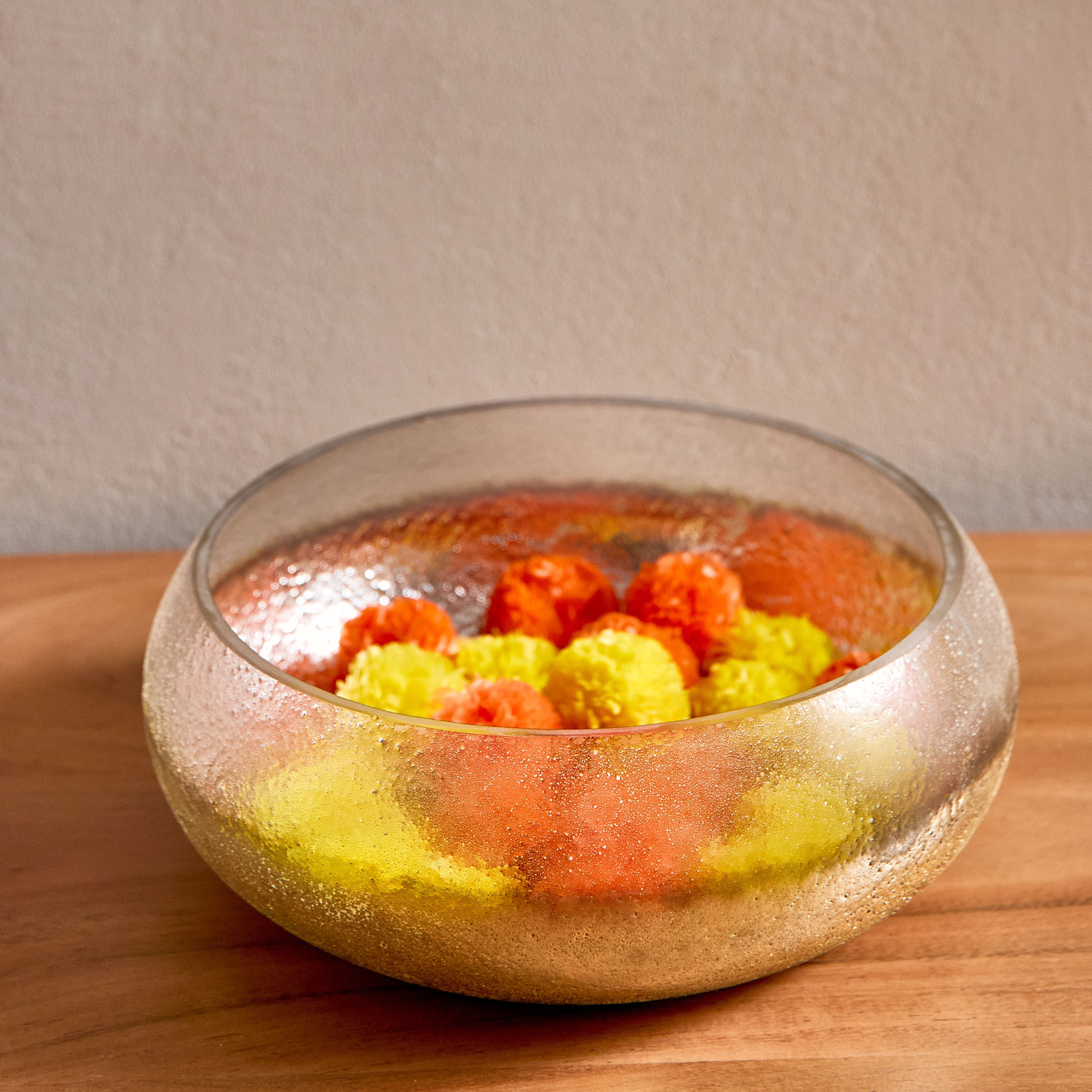 Erton Crink Glass Round Decorative Bowl - 21x21x9 cm-PROMO_HB_AE_B2G2_011025-image-1