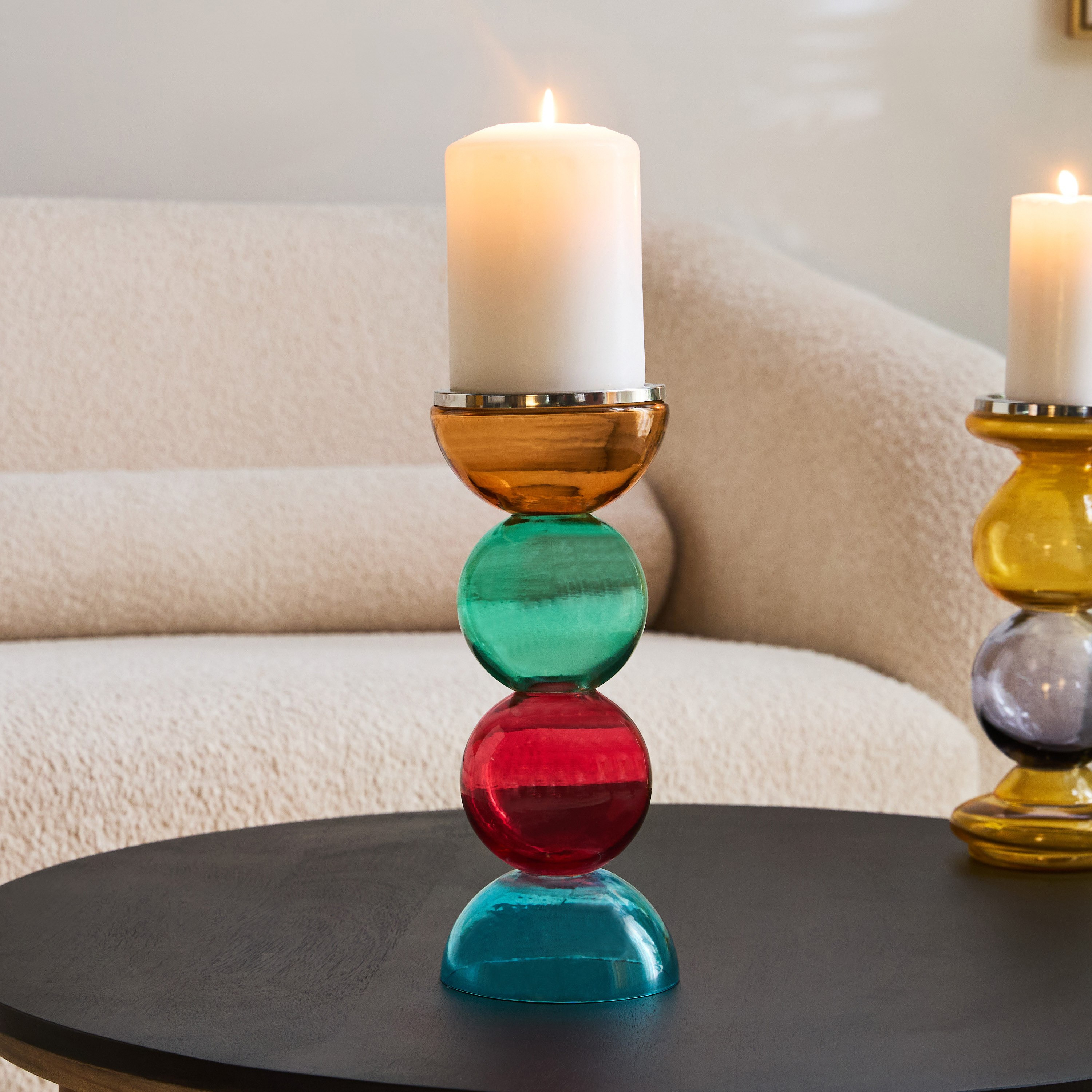 Morten Glass Pillar Candle Holder - 12x12x30 cm-hbxlivingroom-decorandaccessories-candleholders-image-1