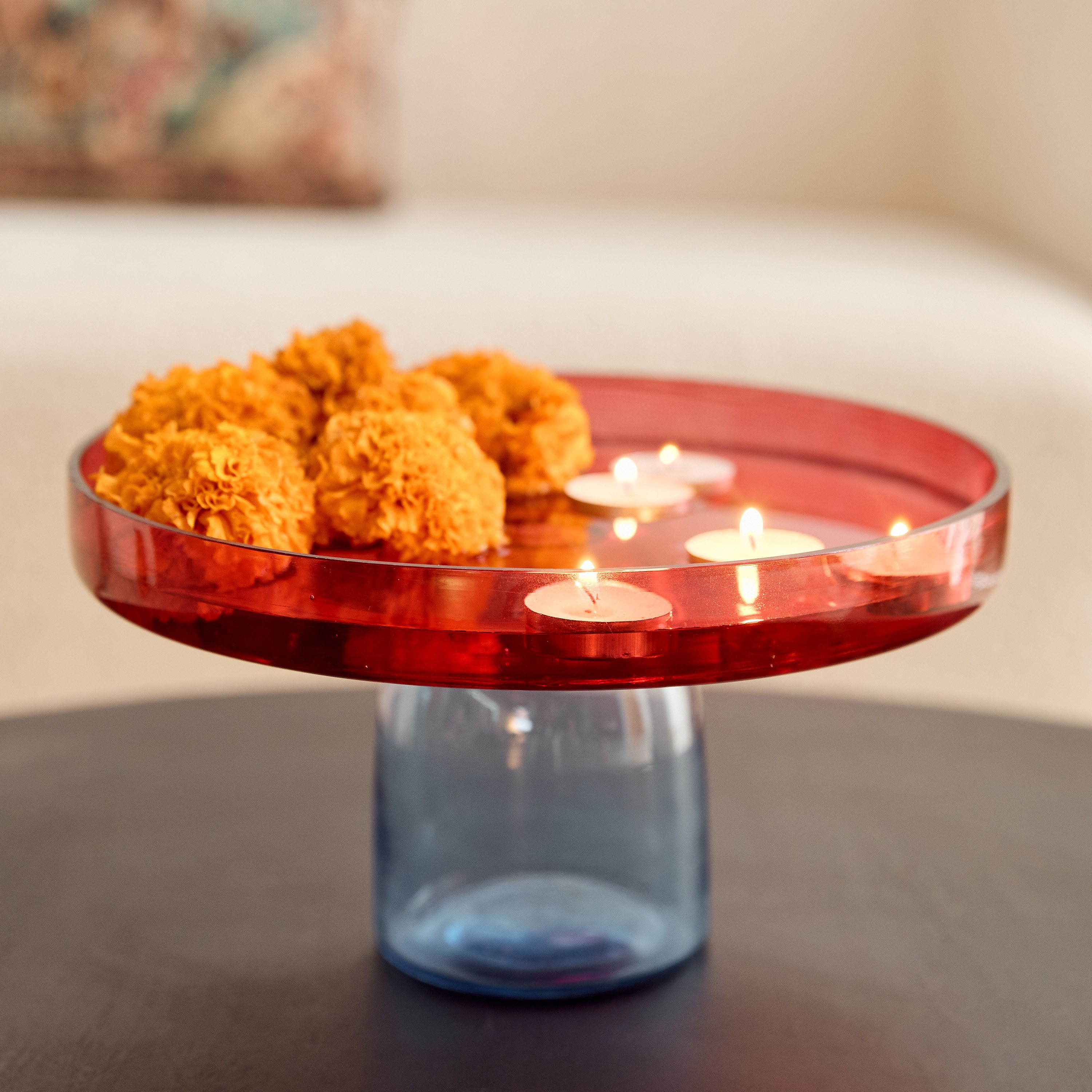 صينية ديكور زجاج مع قاعدة من موتن - 25x25x14 سم-hbxhomeware-hbxdecorandfurnishings-image-1