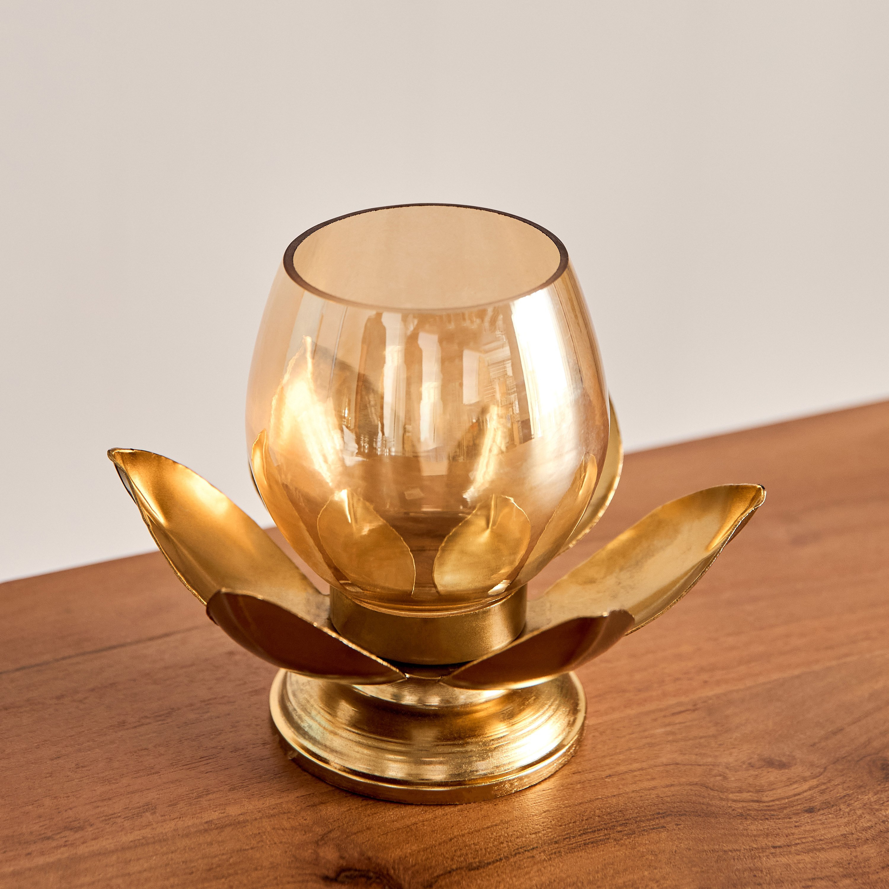 حامل شموع صغيرة لوتس مع حامل فوتيف زجاج من بيما - 18x18x12 سم-hbxlivingroom-decorandaccessories-candleholders-image-2