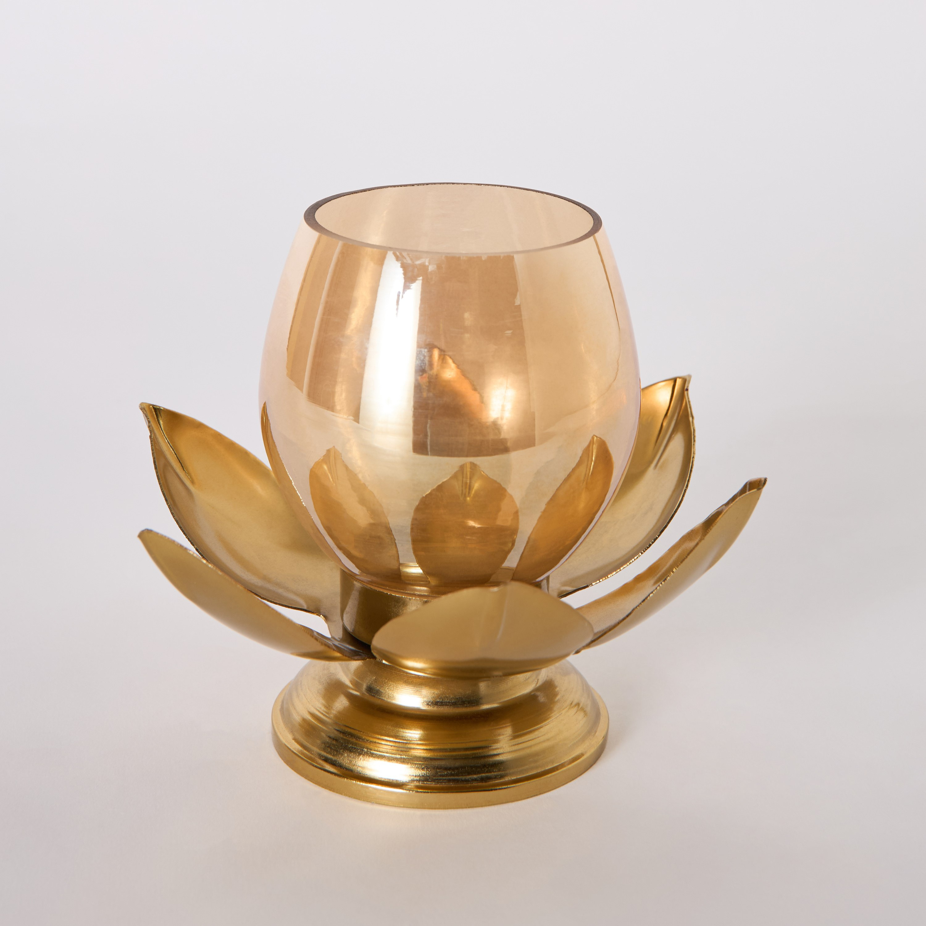 حامل شموع صغيرة لوتس مع حامل فوتيف زجاج من بيما - 18x18x12 سم-hbxlivingroom-decorandaccessories-candleholders-image-5