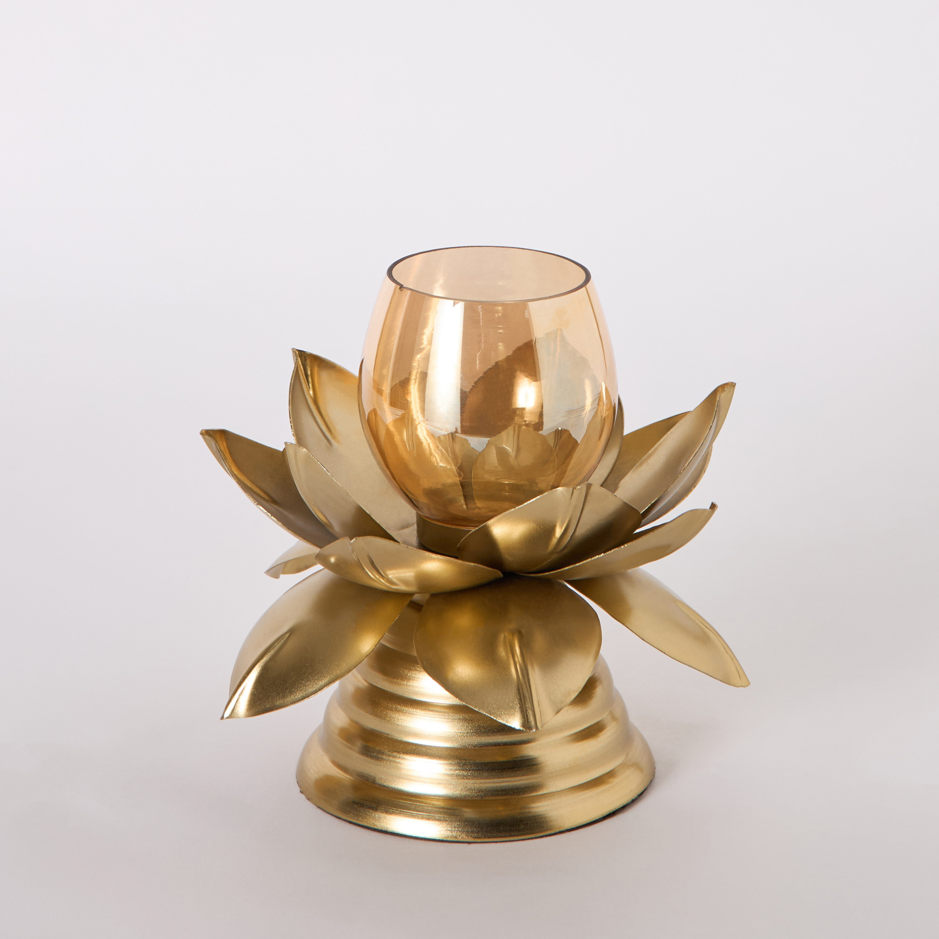 حامل شموع صغيرة لوتس مع قاعدة من بيما - 18x18x15 سم-hbxlivingroom-decorandaccessories-candleholders-image-5
