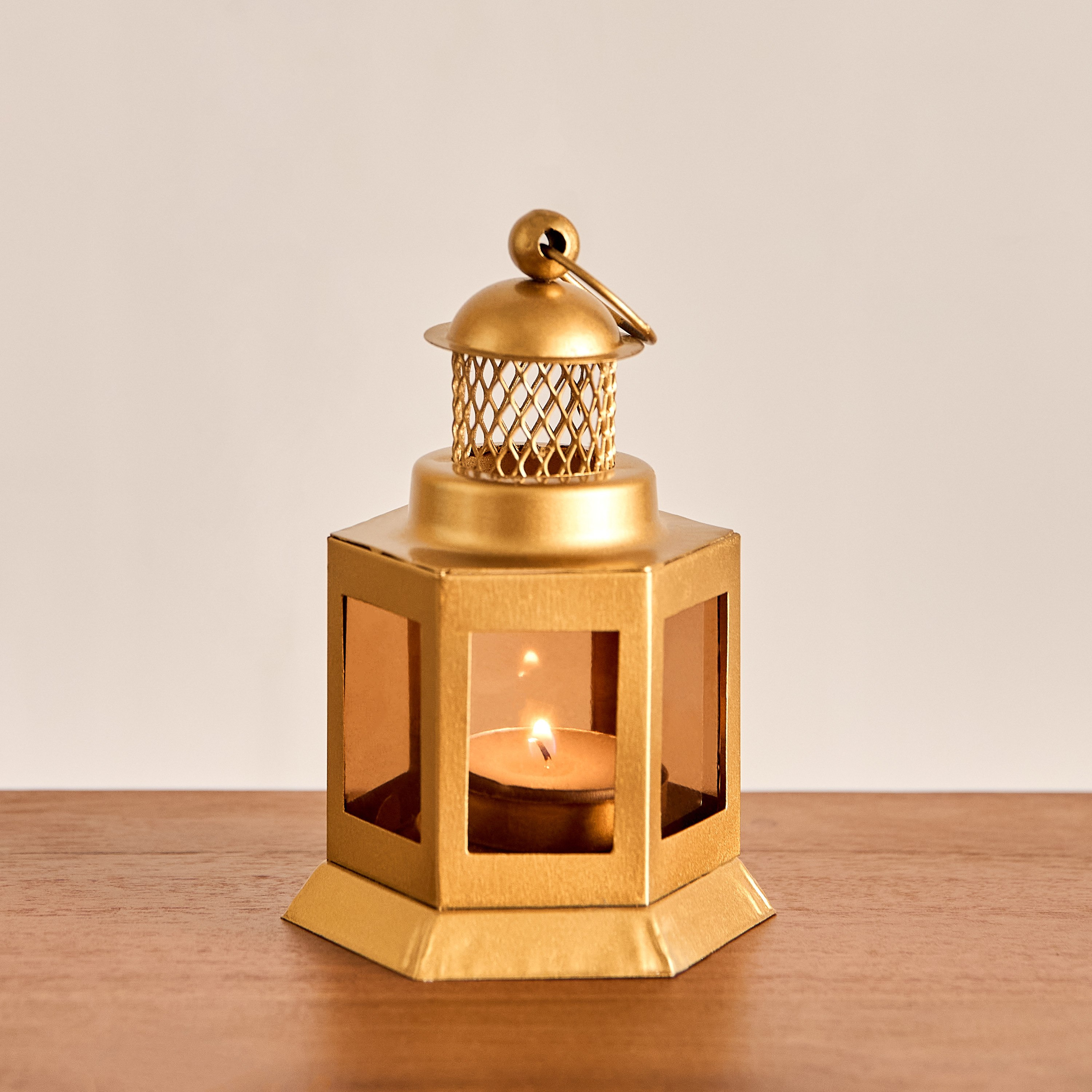 Pema Glass Lantern with Metal Frame - 7x7x12 cm-hbxdecorandfurnishings-homeaccessories-lanterns-image-1
