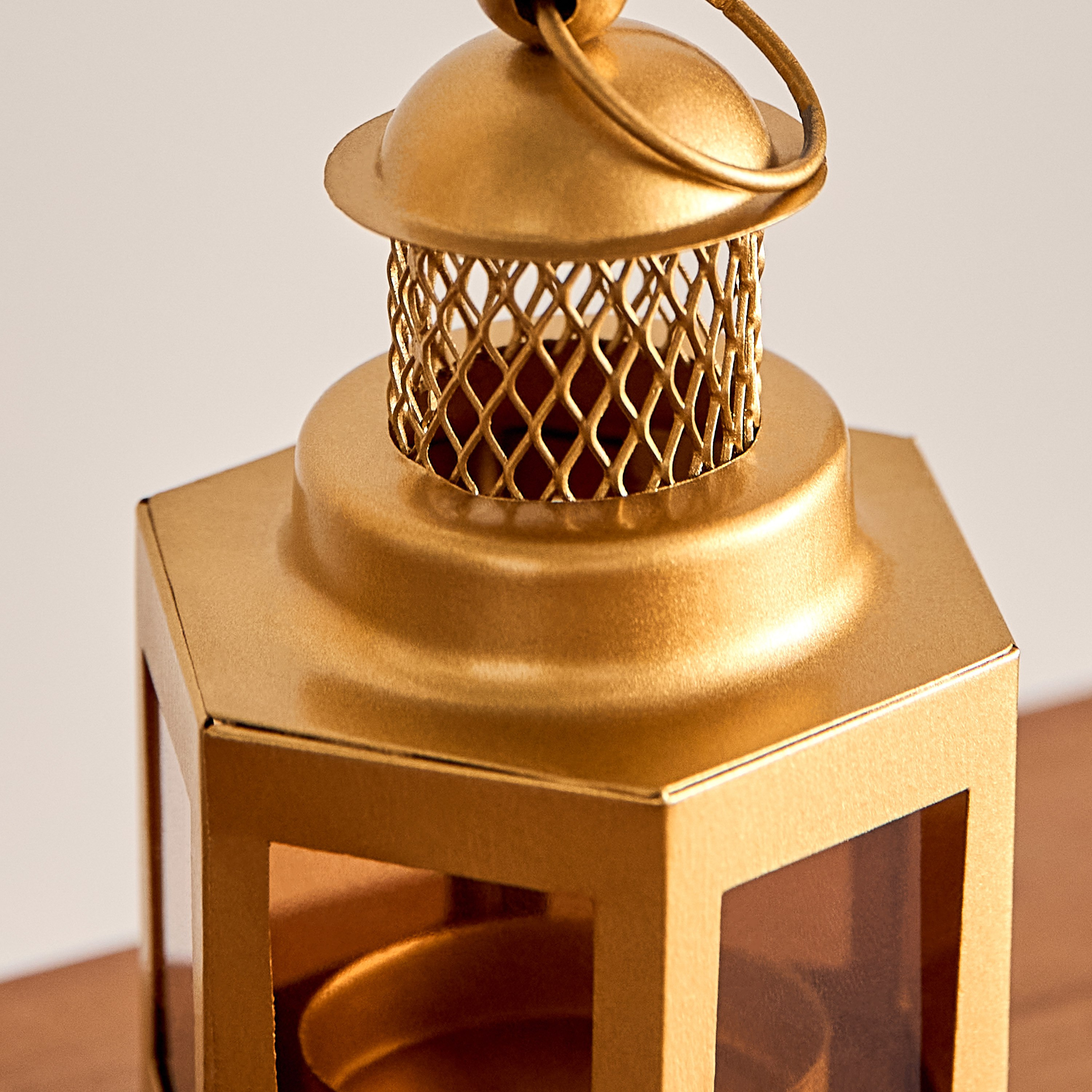 Pema Glass Lantern with Metal Frame - 7x7x12 cm-hbxdecorandfurnishings-homeaccessories-lanterns-image-2