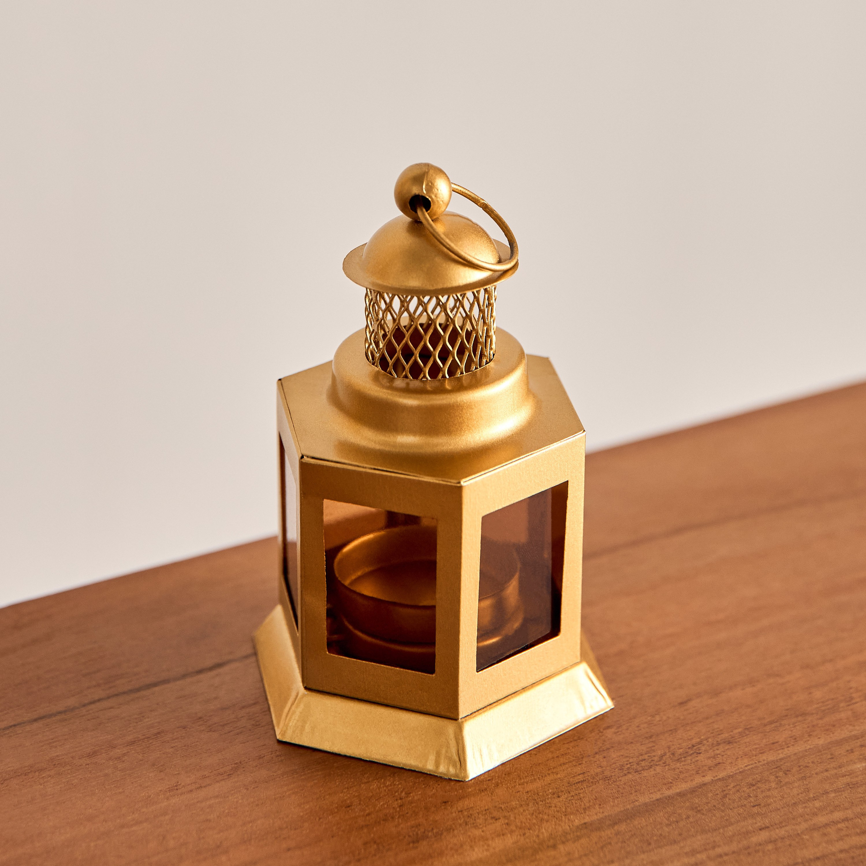 Pema Glass Lantern with Metal Frame - 7x7x12 cm-hbxdecorandfurnishings-homeaccessories-lanterns-image-3