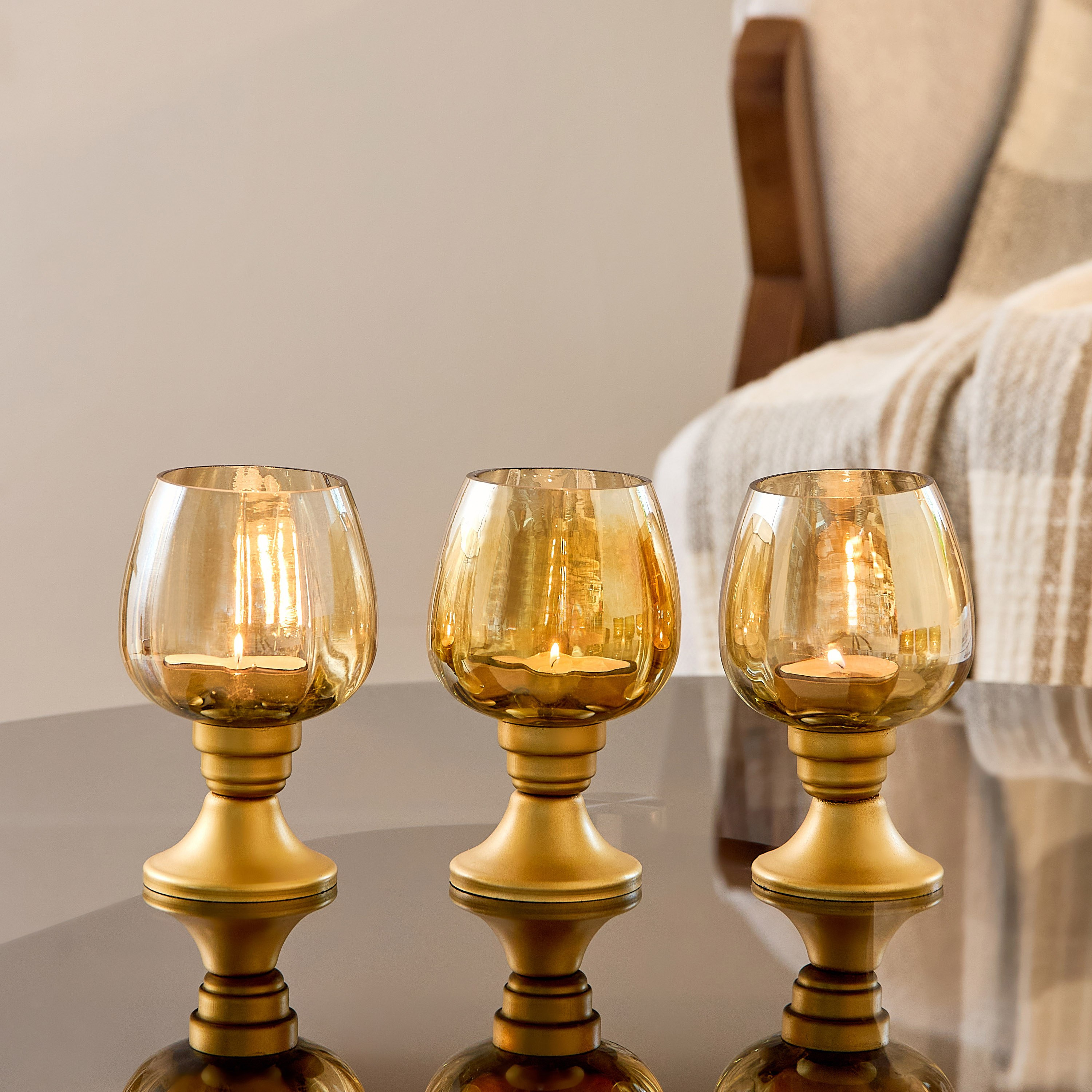 Pema 3-Piece Candle Holder with Base Set - 8x8x14 cm-hbxlivingroom-decorandaccessories-candleholders-image-1