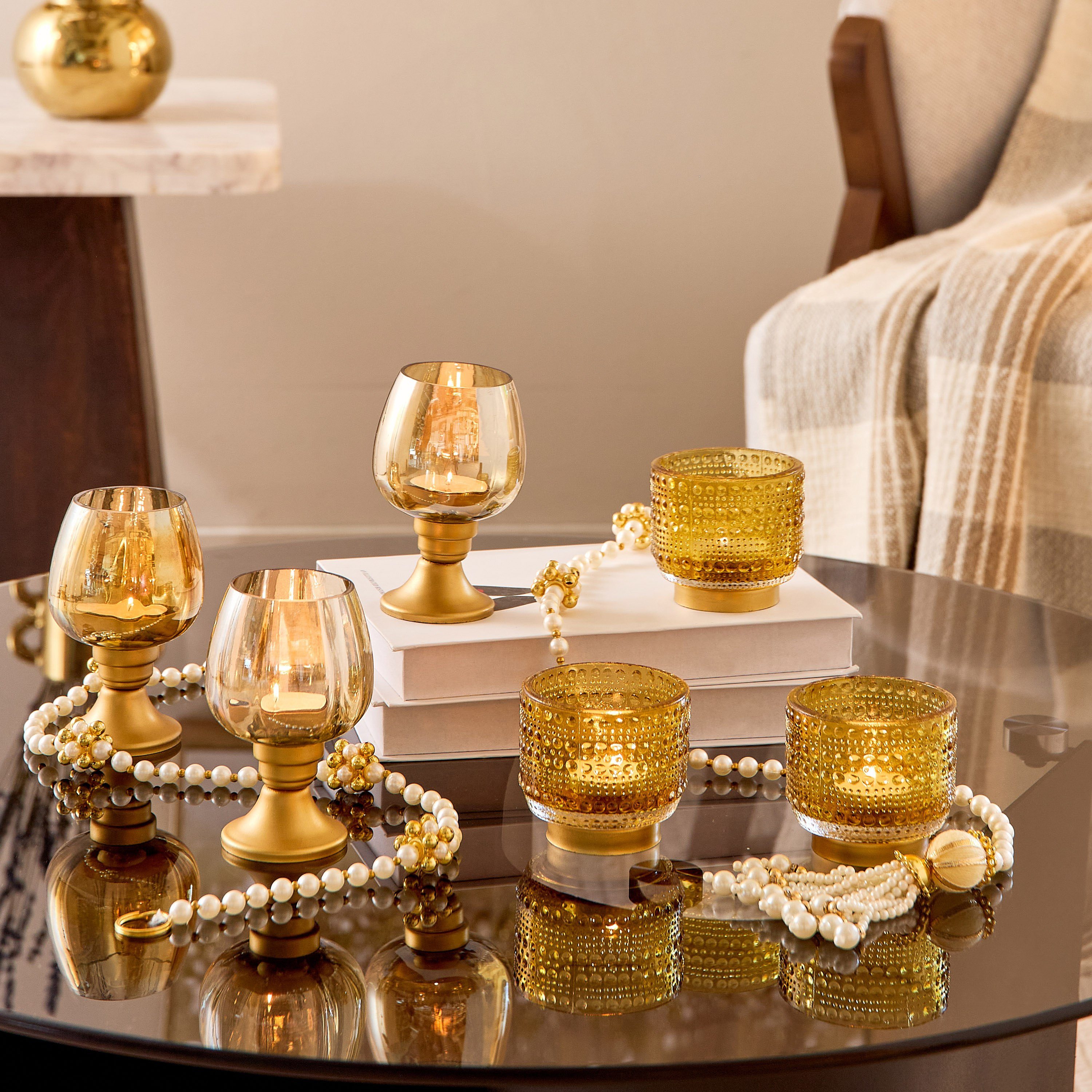 Pema 3-Piece Candle Holder with Base Set - 8x8x14 cm-hbxlivingroom-decorandaccessories-candleholders-image-5