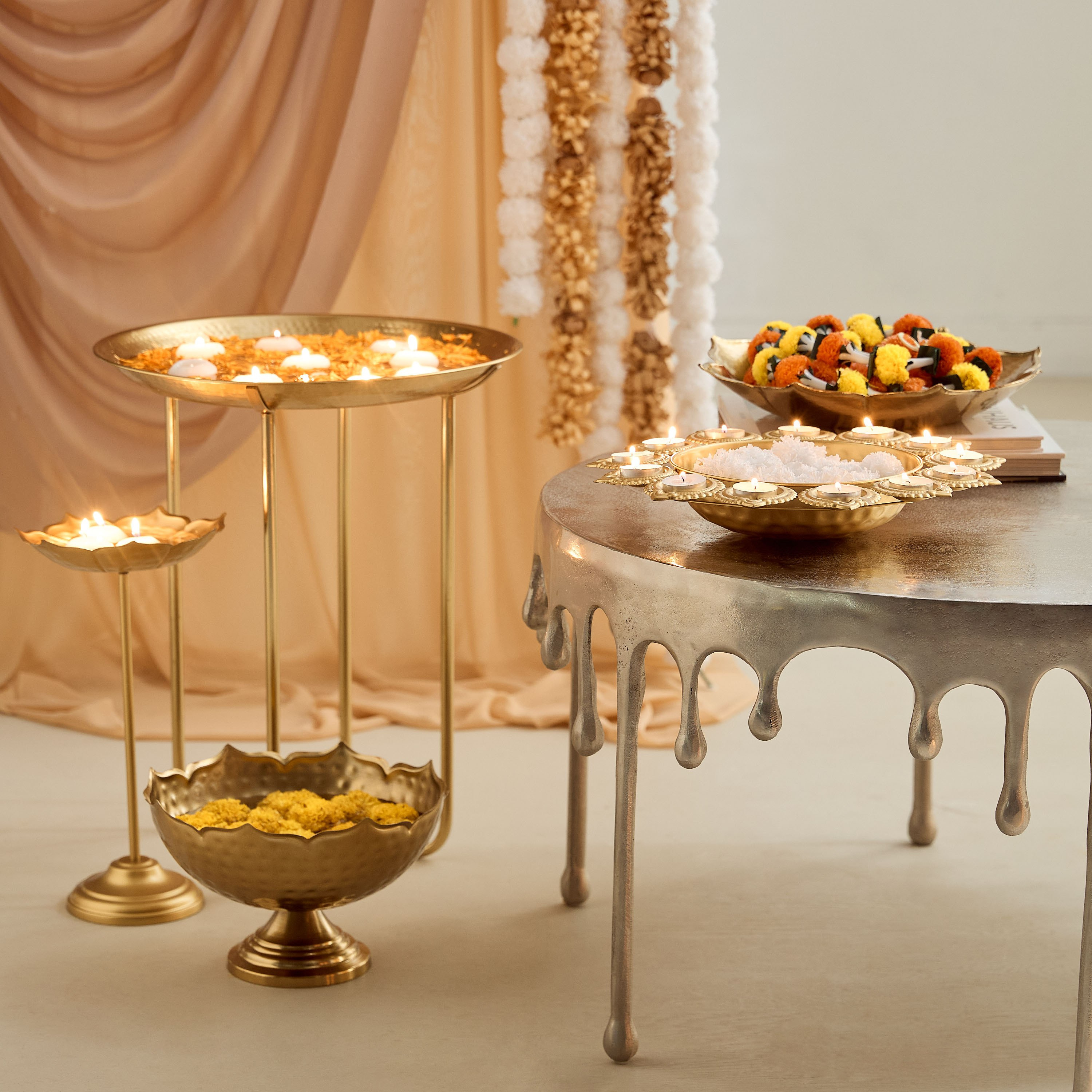 Pema Metal Urli with Diyas - 30x30x5 cm-PROMO_HB_AE_B1G1_250925-image-5