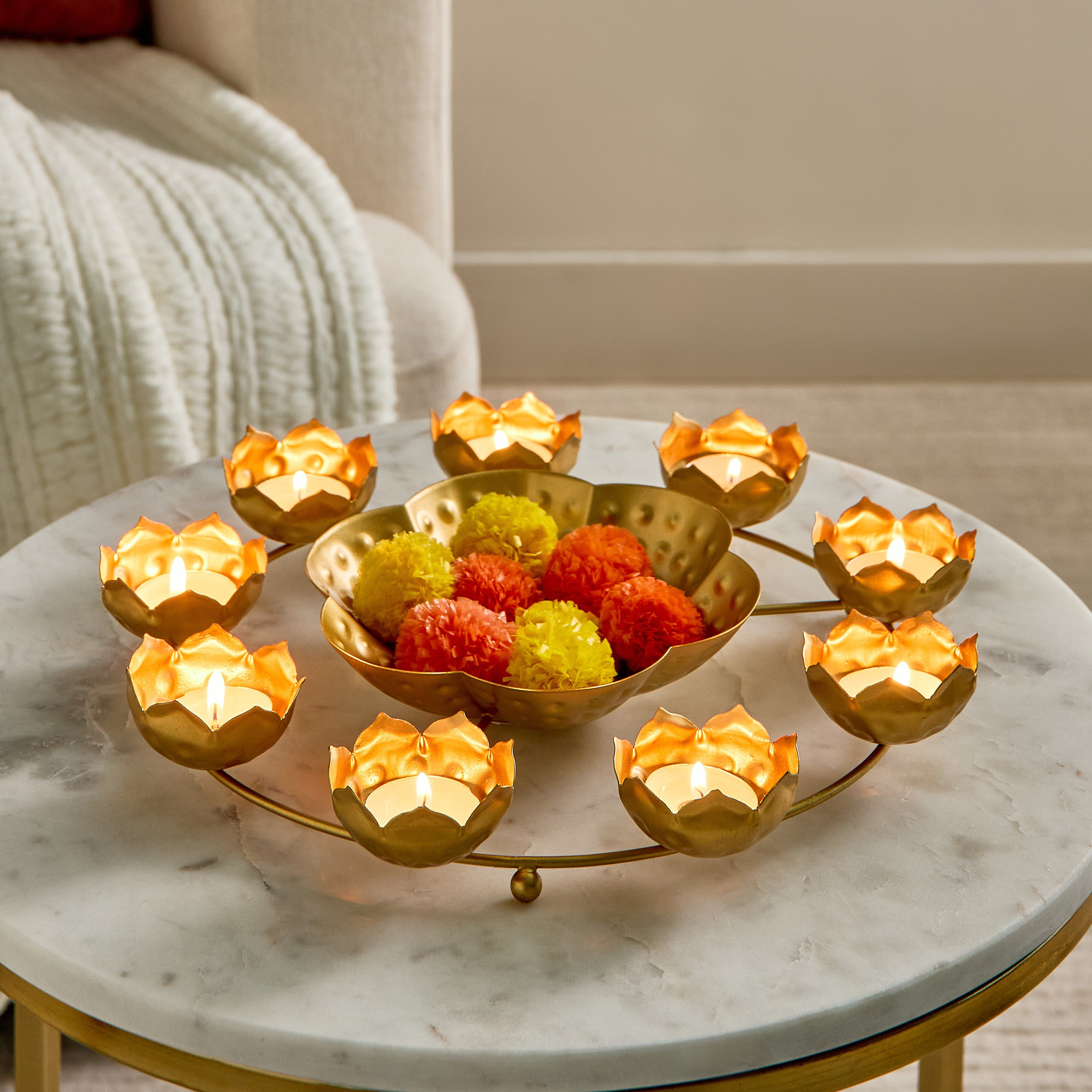 حامل شموع صغيرة متعددة معدن من بيما - 30×30×5 سم-hbxlivingroom-decorandaccessories-candleholders-image-1