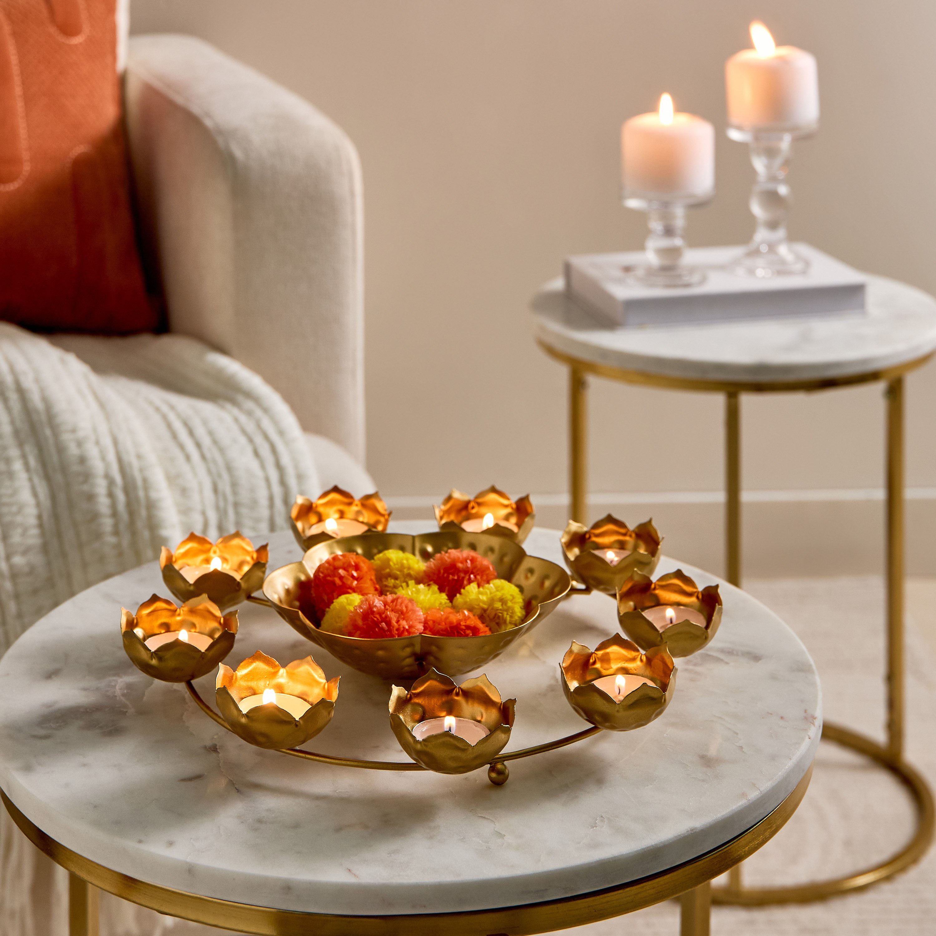 حامل شموع صغيرة متعددة معدن من بيما - 30×30×5 سم-hbxlivingroom-decorandaccessories-candleholders-image-4
