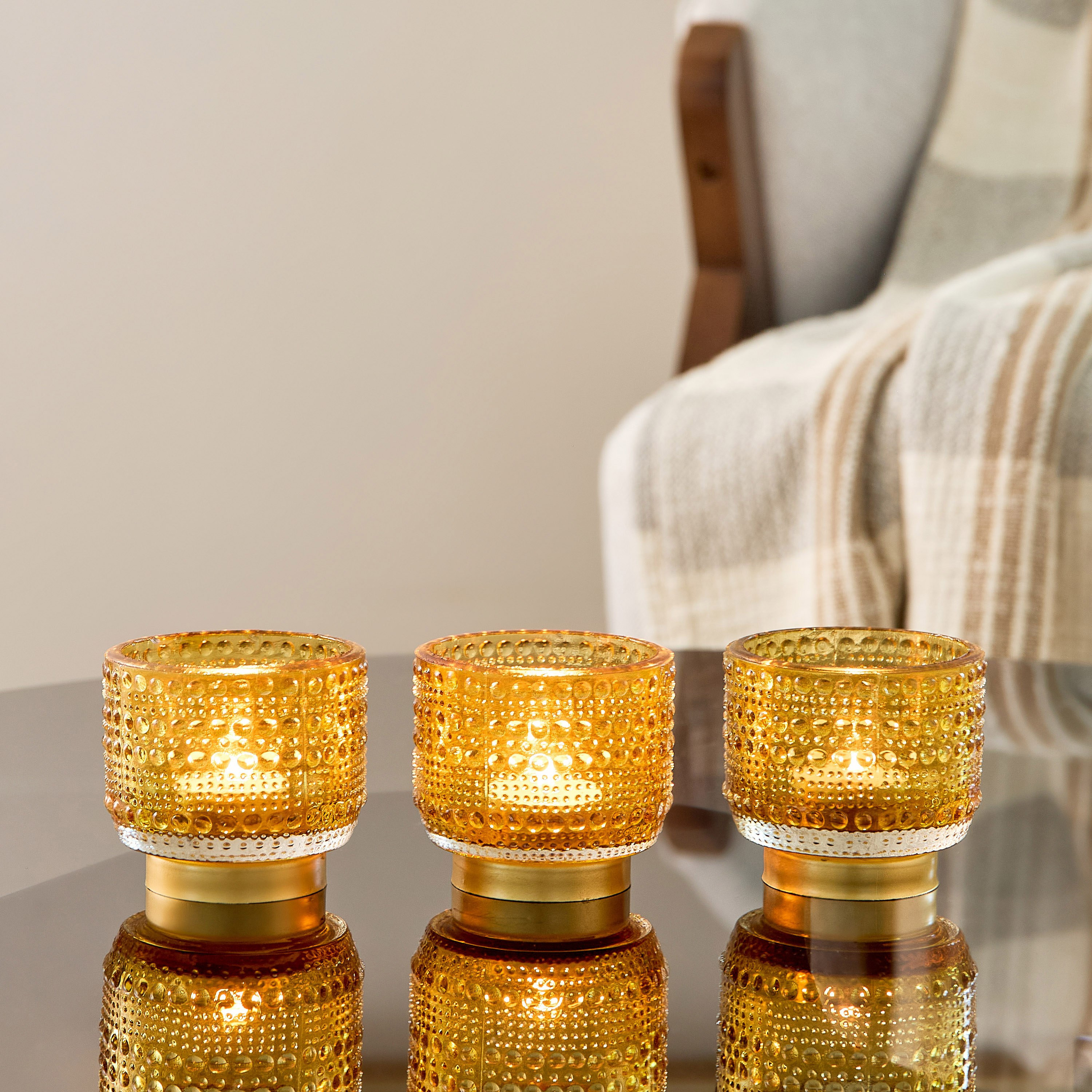 Pema 3-Piece Glass Dotted Candleholder Set - 7x7x7 cm-PROMO_HB_AE_B2G2_011025-image-1