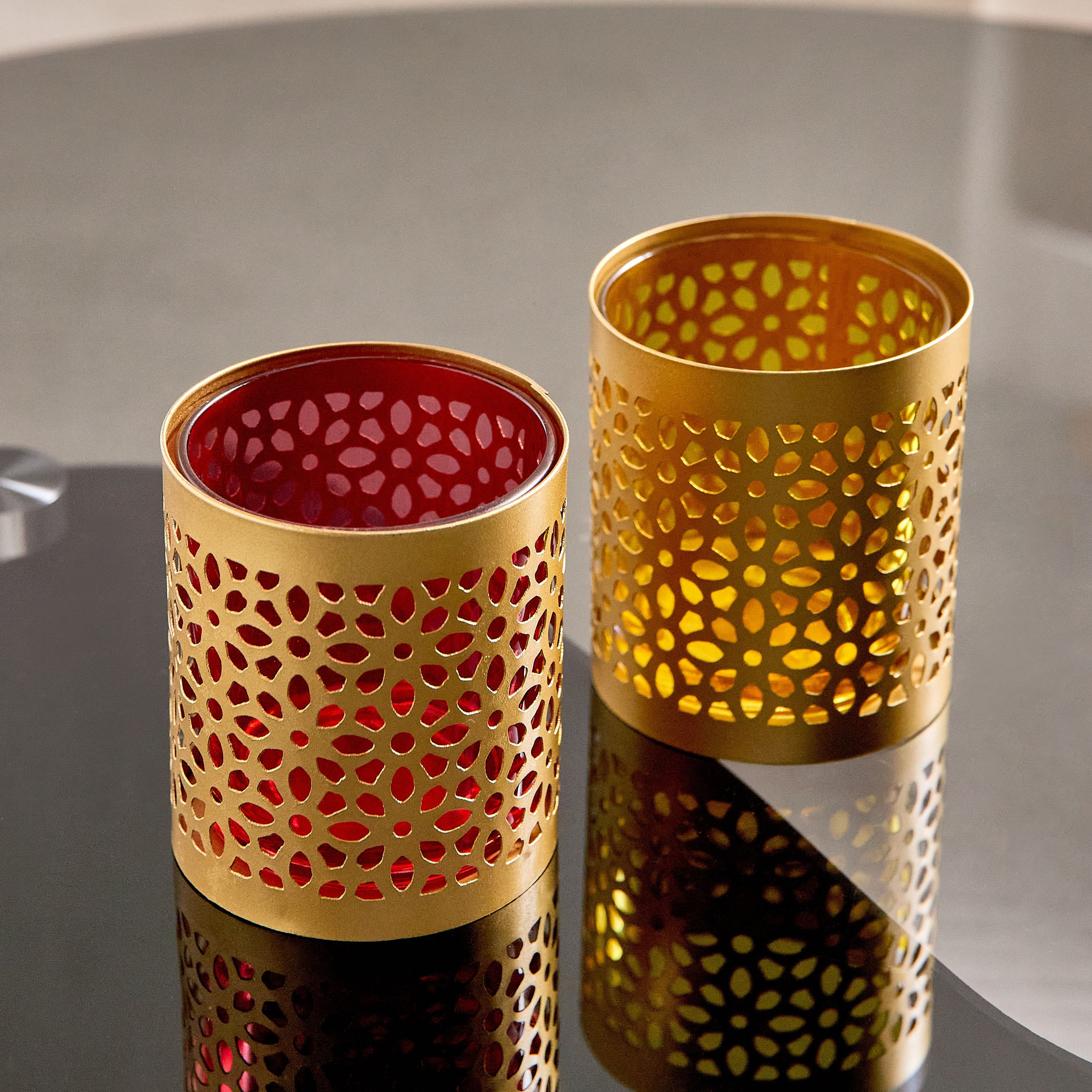 Pema 2-Piece Textured Cutwork Votive Candleholder Set - 7x7x9 cm-hbxlivingroom-decorandaccessories-candleholders-image-2